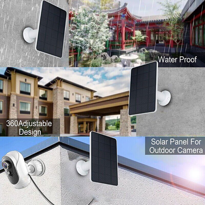 Solar Battery Charger Micro USB+Type-C Charging Solar Panel for Security Camera