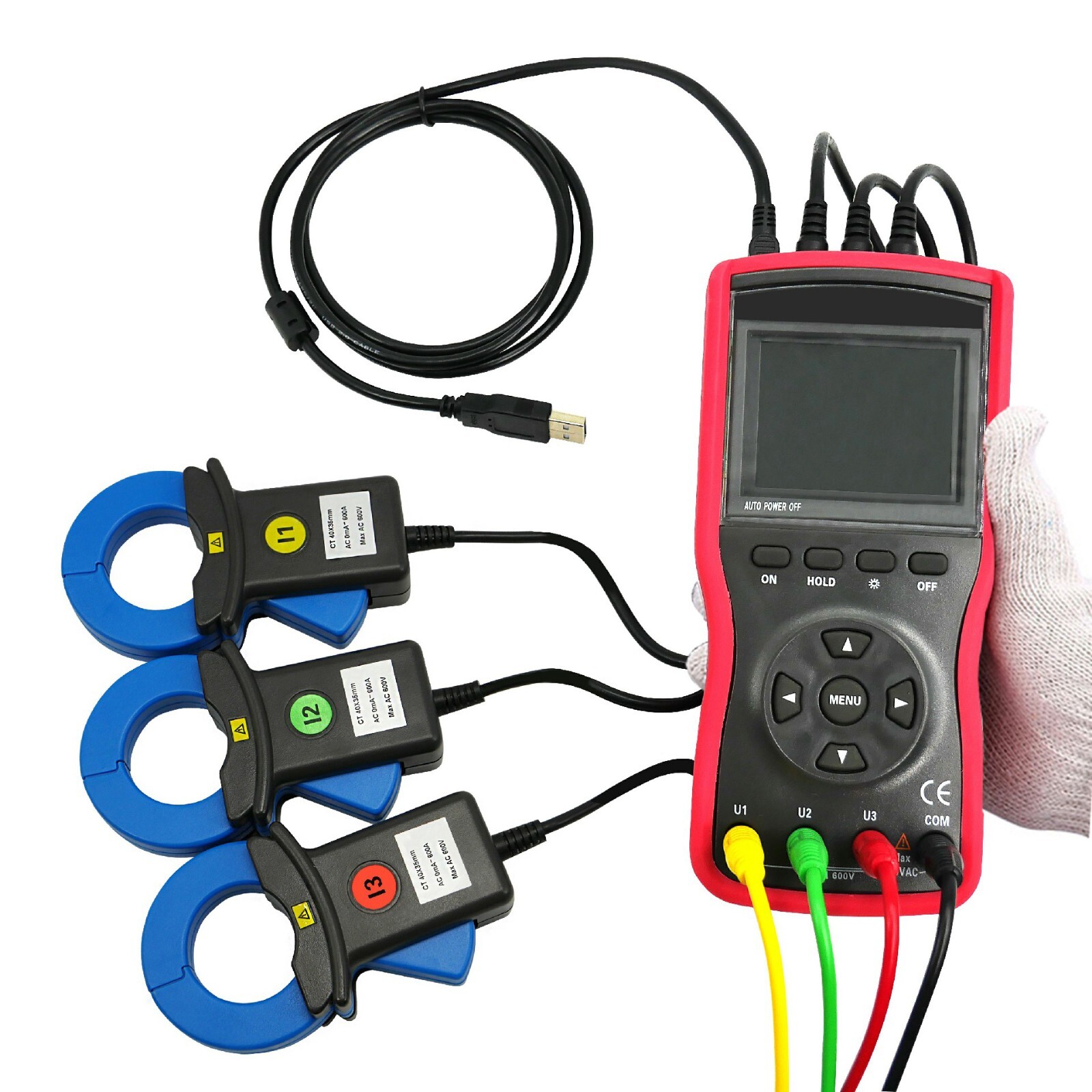Large Caliber Three Phase Digital Phase Voltmeter for Thick Cable Wires Φ40mm