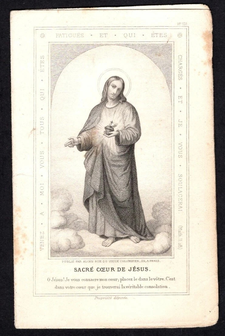 Holy card antique grabado de Jesus santino image pieuses estampa