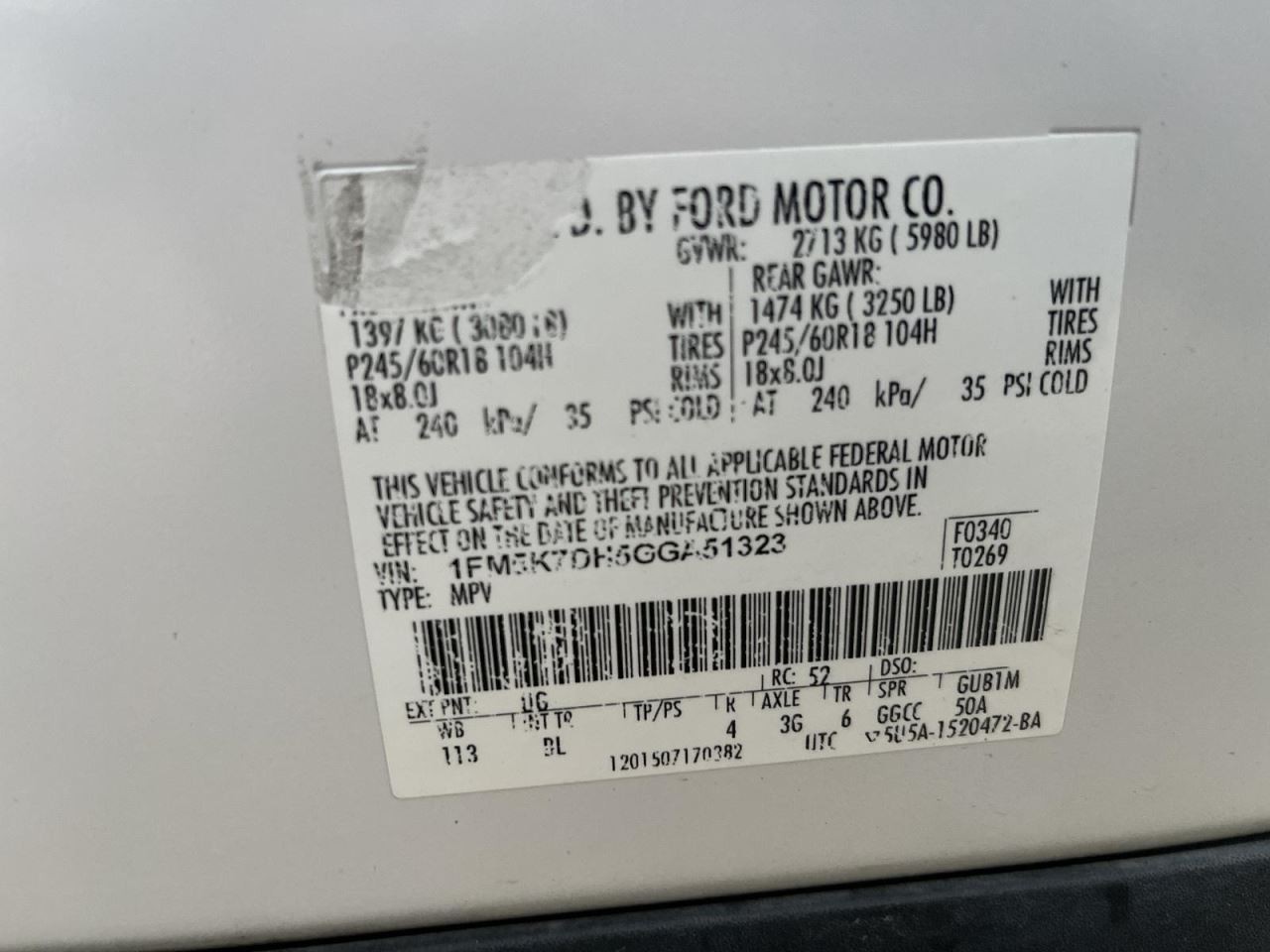Camera/Projector Camera Rear Fits 16 EXPLORER 1014611