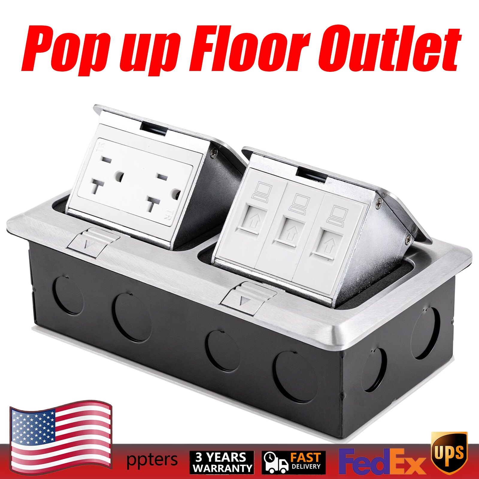 Dual Pop Up Floor Outlet 20 Amp USB With Sockets Electrical Outlet Receptacle