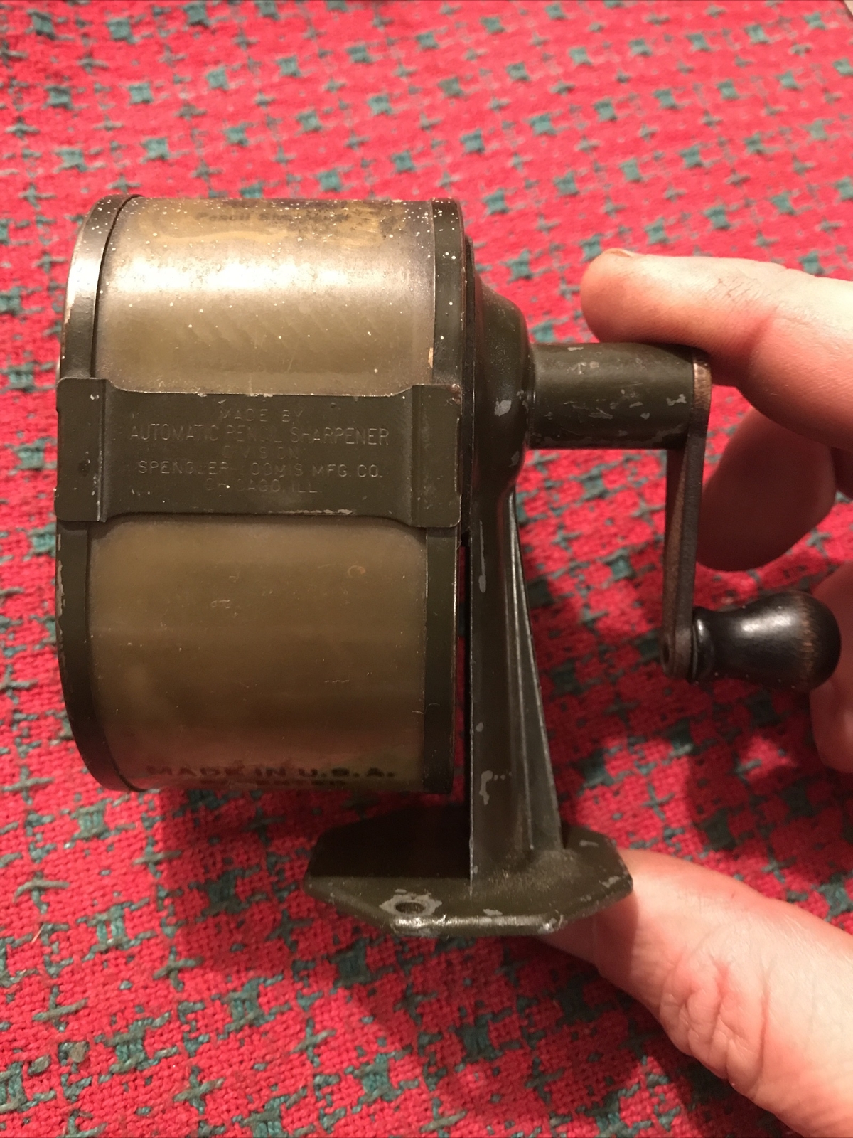 Vintage Pencil Sharpener Chicago Spengler Loomis Co  Rare w/ Pat. Dates