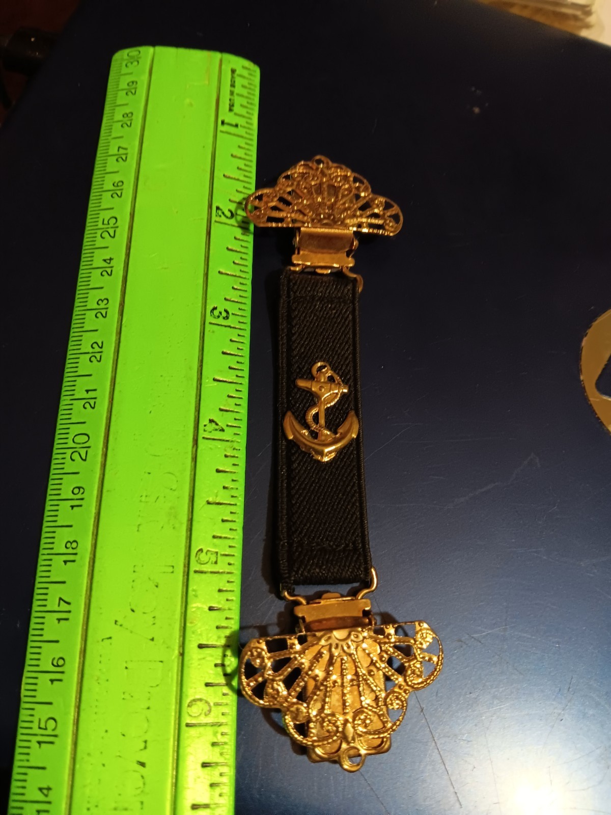 Elastic Double Clasp Band With Anchor,  Black (26-273)