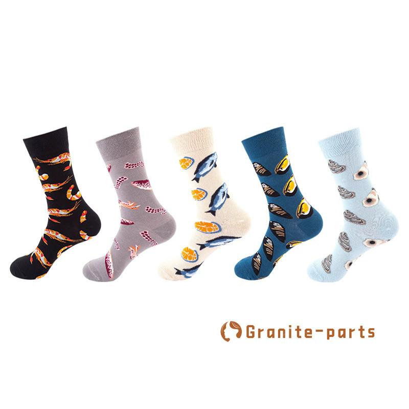 Men Crew Cartoon Cotton Funny Athletic Sport Casual Classic Work Socks 6 Pairs