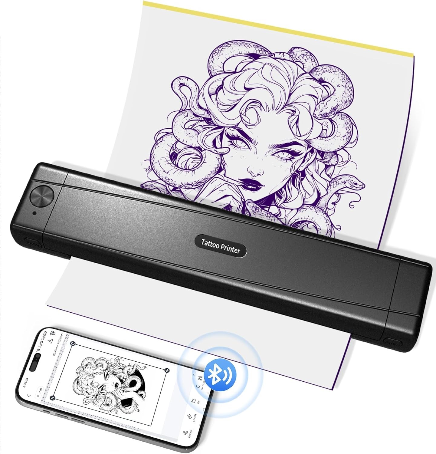 300DPI Tattoo Stencil Printer Machine, Wireless Bluetooth Thermal Tattoo Machine
