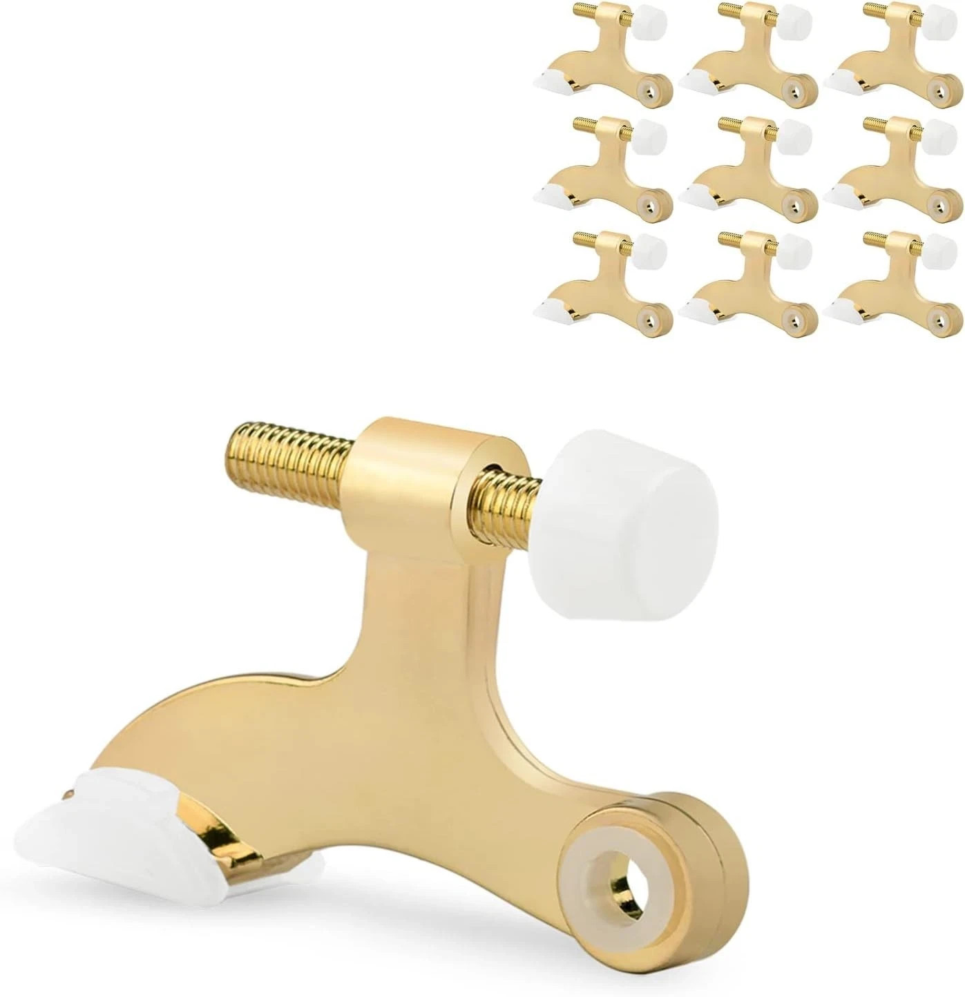 10 Pack Hinge Pin Door Stopper Bright Brass - Adjustable Heavy Duty Gold Hing