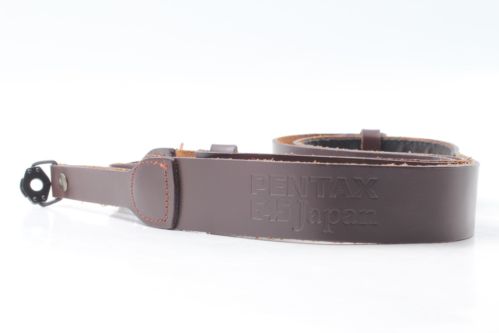 Black Lugs [Top MINT] PENTAX 645 Lacquer Camera Strap Brown Leather From JAPAN