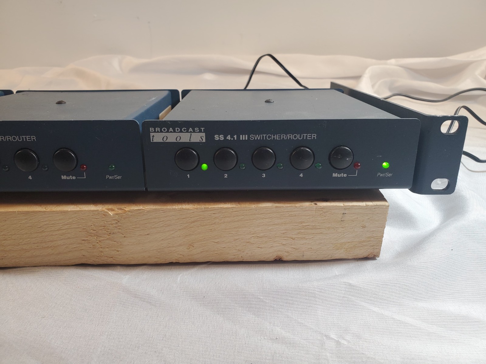 3x Broadcast Tools SS4.1 III Balanced Audio Automation Switcher in Ra-1 Rack