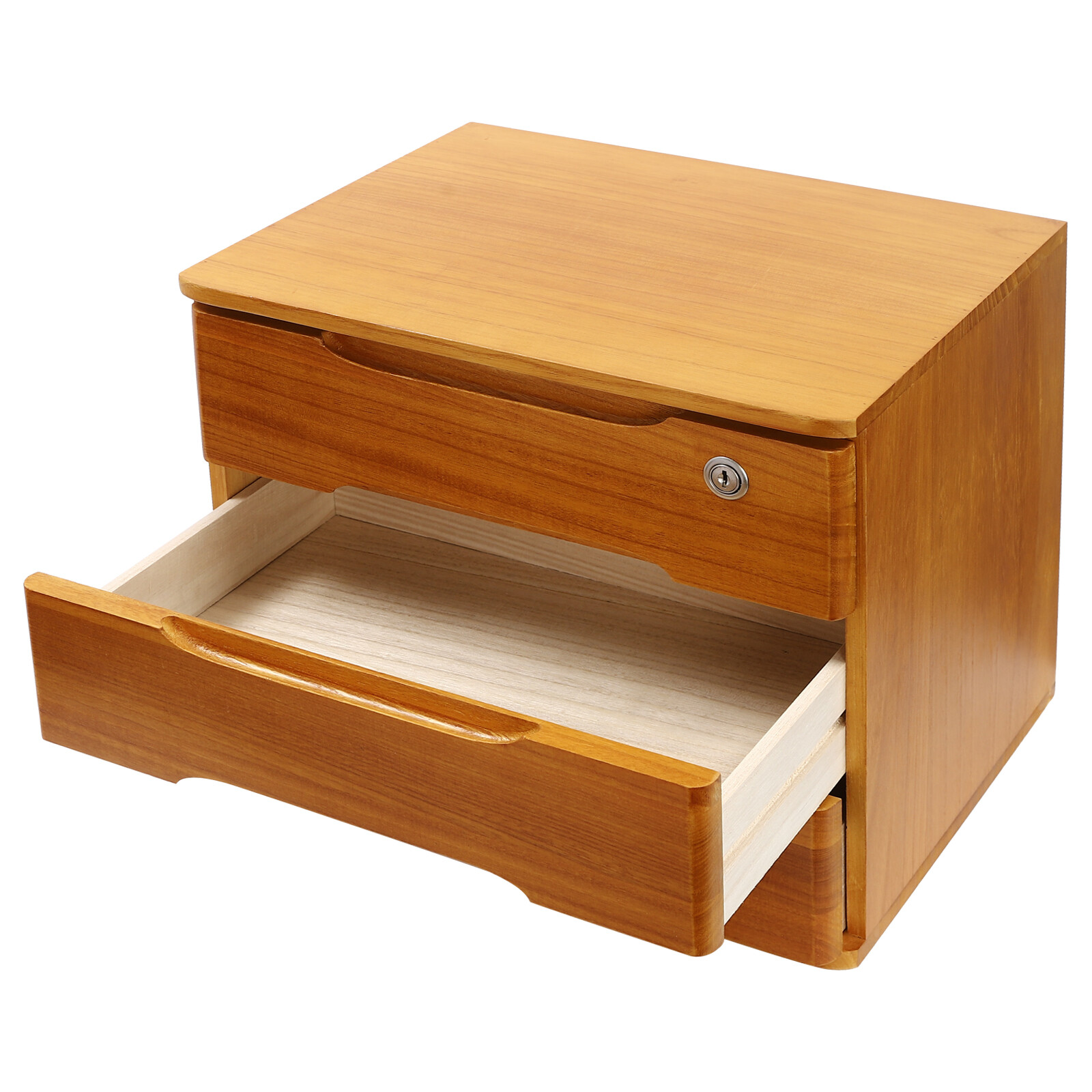 17.72" Yellow 3-Tier Desktop Organizer with Lockable Drawers - Compact Design