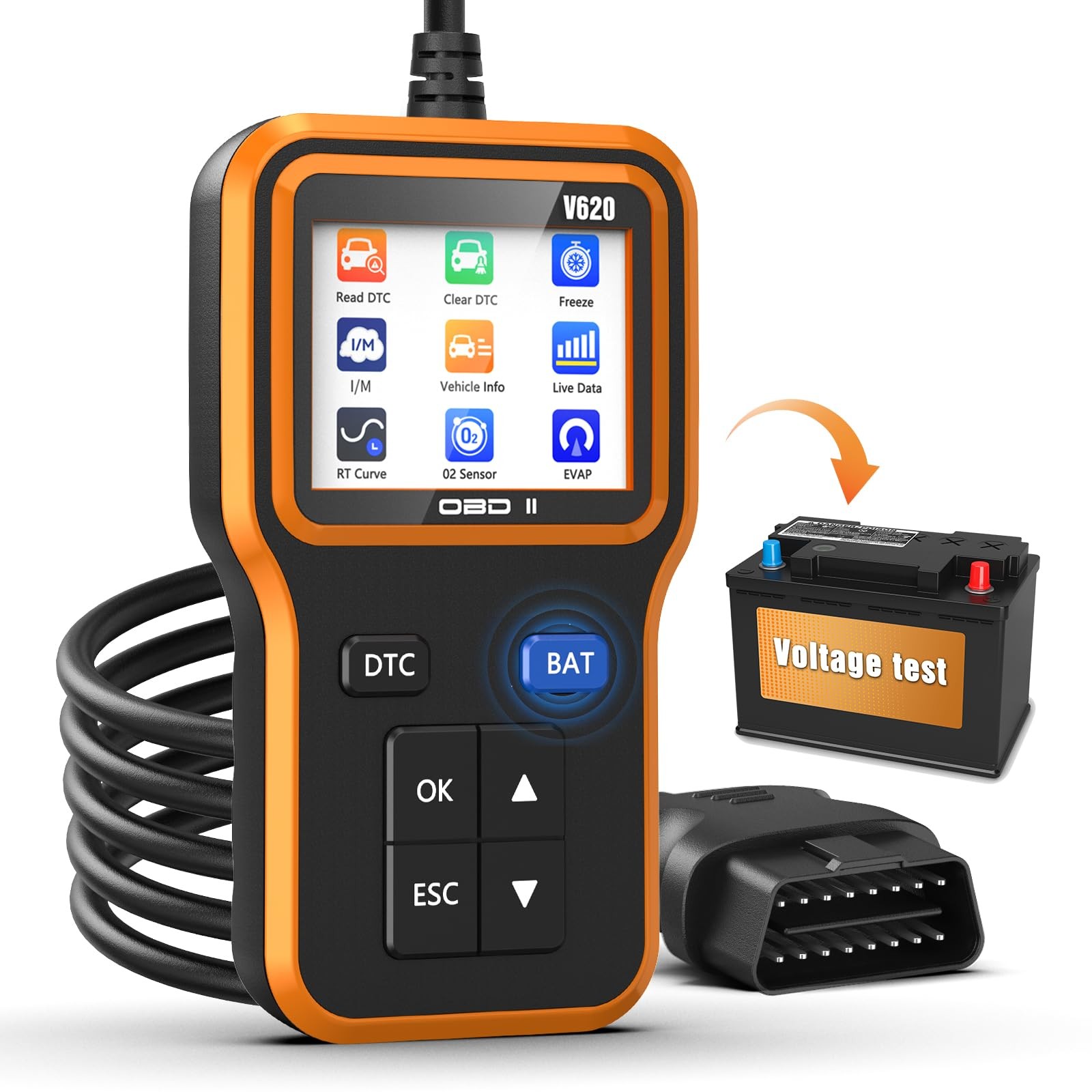 OBD2 Scanner  Battery Tester - Read  Clear Engine Codes for All Vehicles