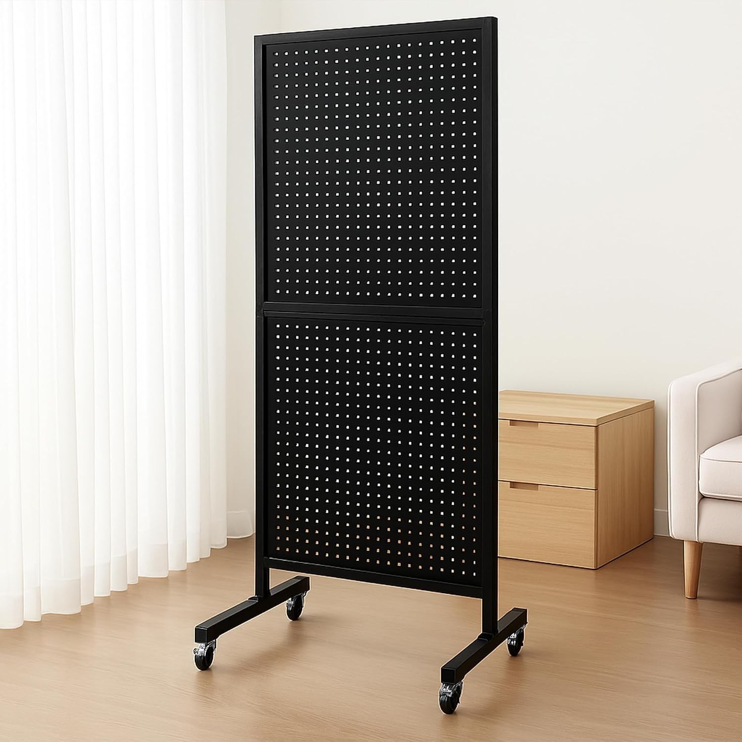 2 x 5.5 Ft Standing Pegboard Display with T-Base, Locking Wheels and 30 Hook....