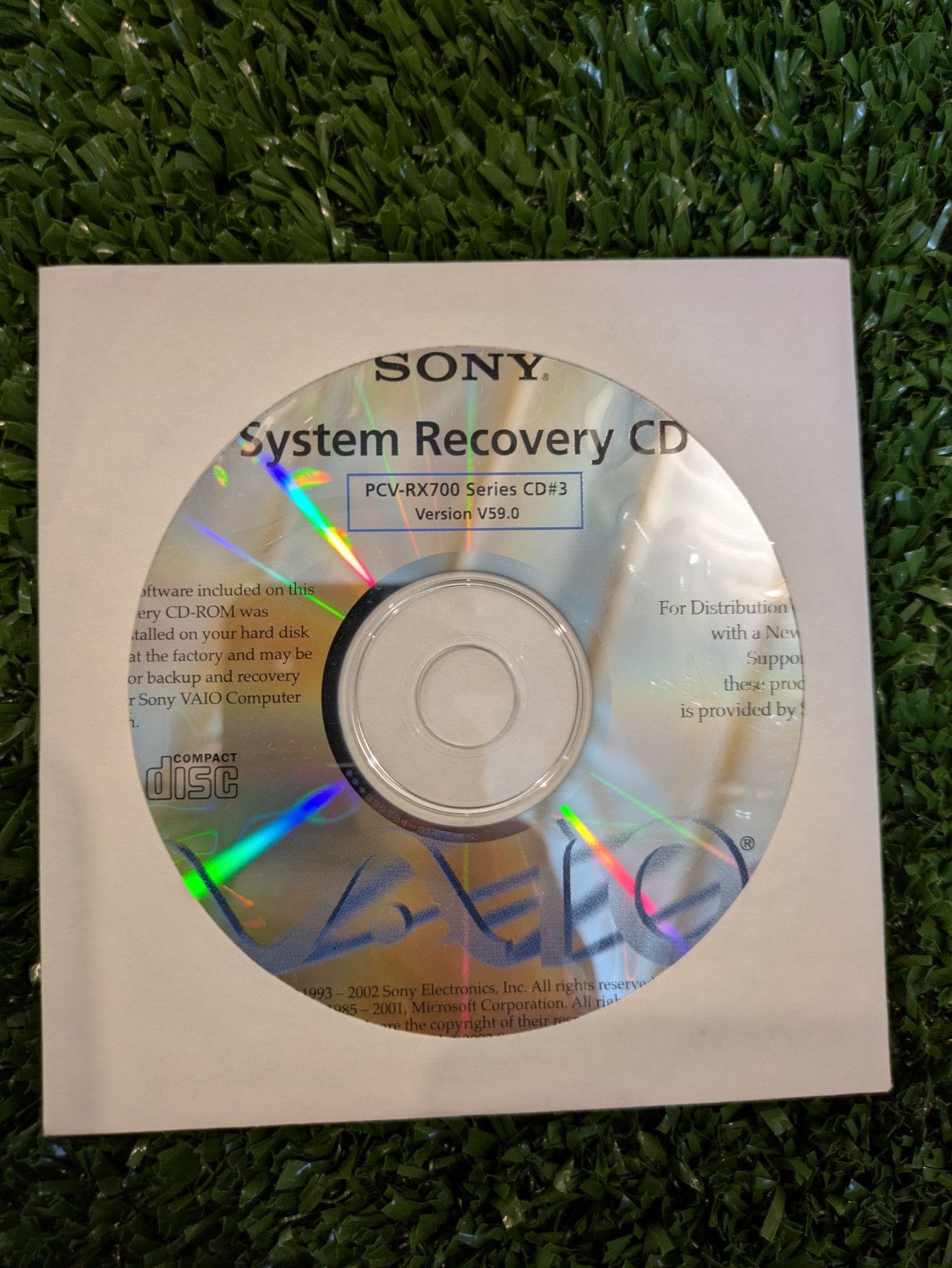 Sony VAIO System Application Recovery CD's PCV-RX700 2002 VINTAGE PC