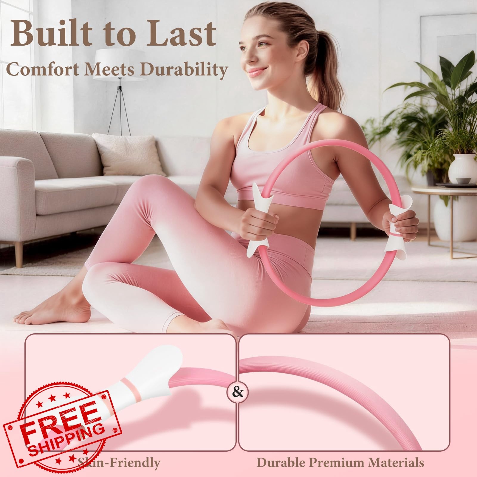 LZCDUDU Pilates Ring Kit Pink 14" Foam Roller