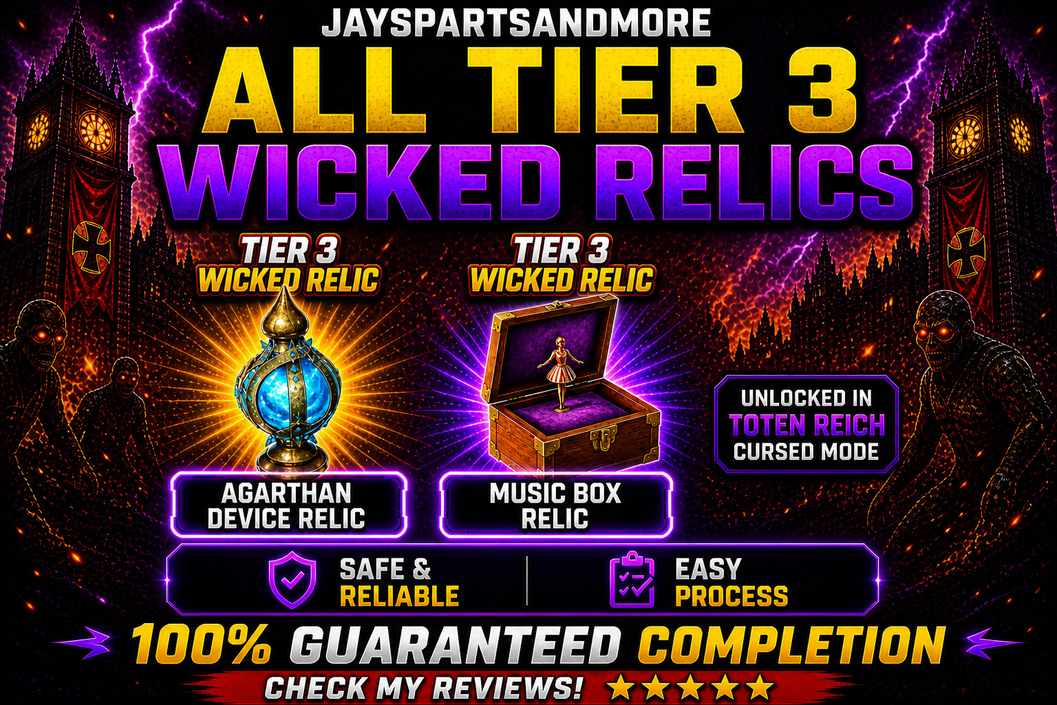 ALL Tier 3 Wicked Relics in Toten Reich Cursed Mode Carry FAST BO7 Zombies