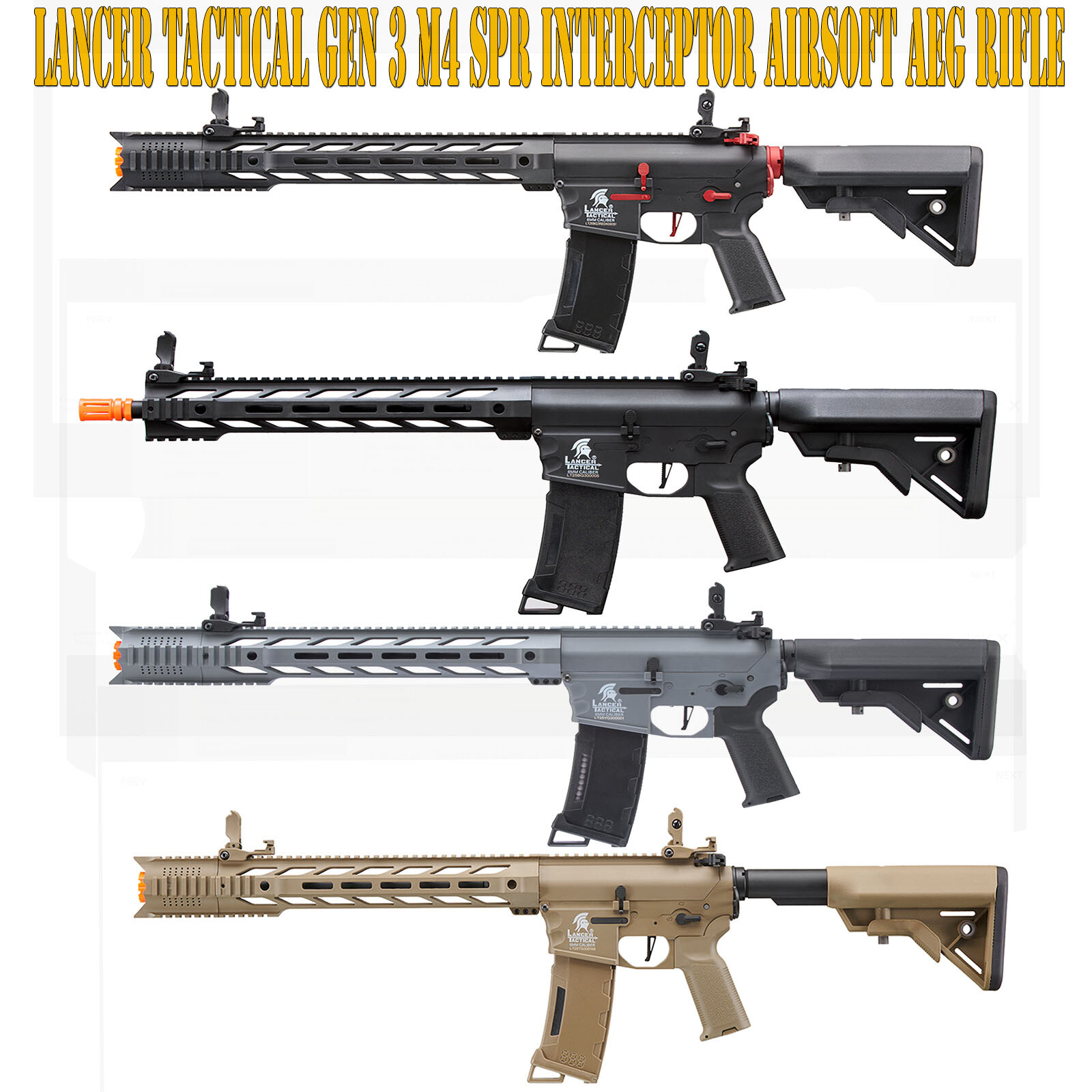 Lancer Tactical Gen 3 M4 SPR Interceptor Full Semi-Automatic Airsoft AEG Rifle