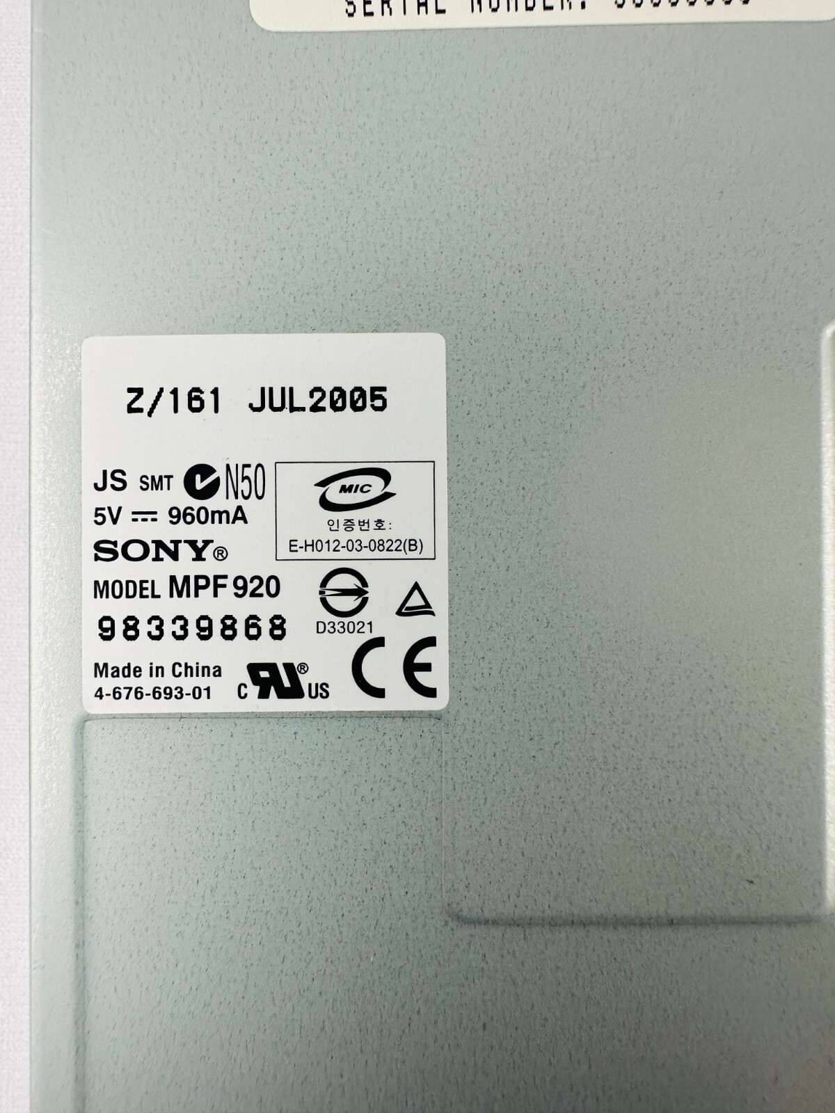 Sony MPF920 MPF920Z/161 Floppy Disk Drive