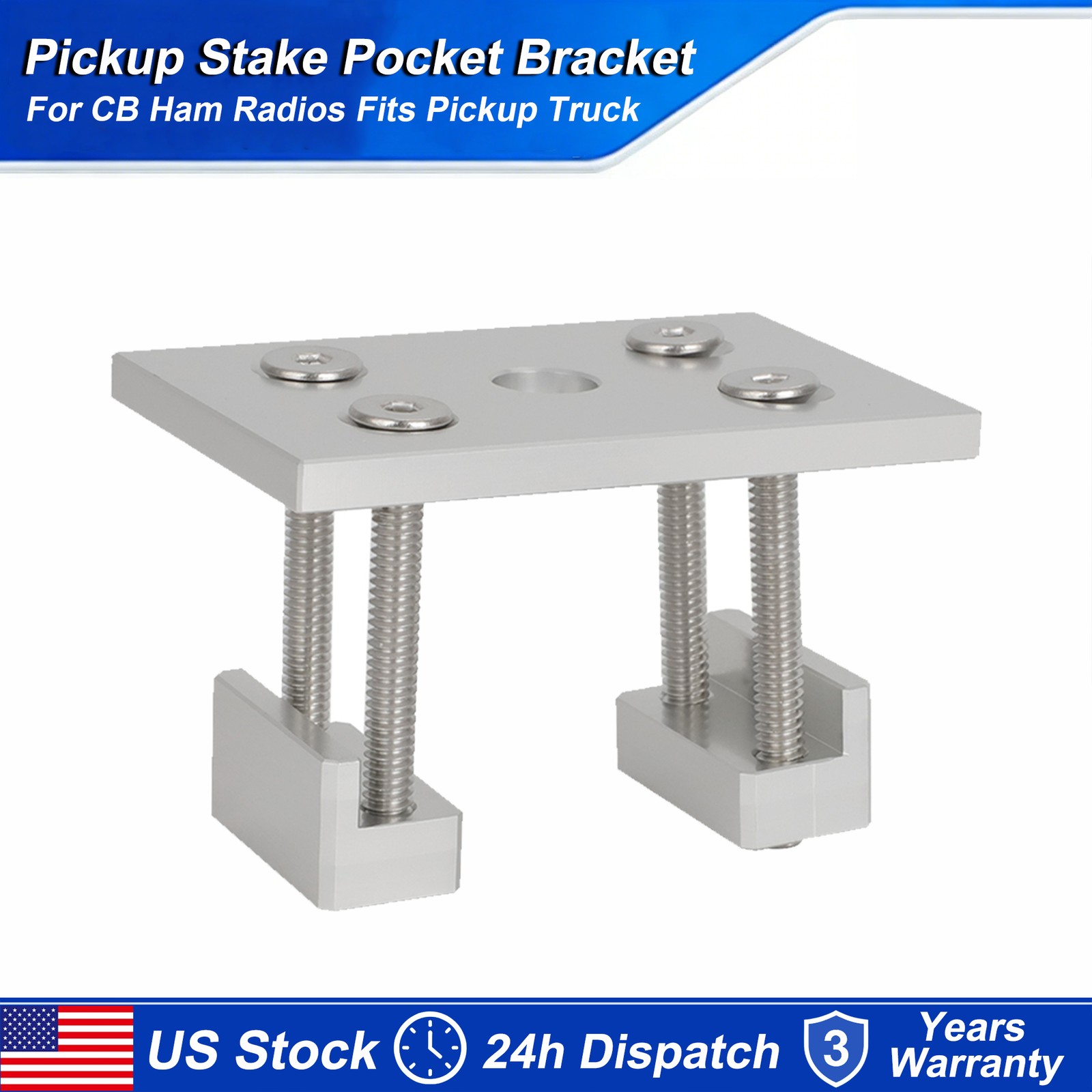 US For CB Ham Antenna stud mount 1/2" Center Hole Pickup Stake Pocket Bracket