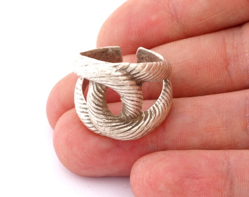 Knot Adjustable Ring Antique Silver Plated brass (18mm 8US inner size) 2823