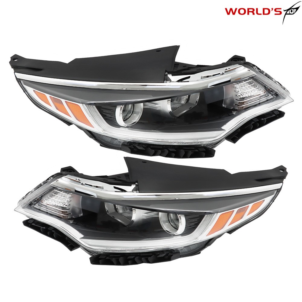 Right+Left Halogen Headlight For Kia Optima 2016-2018 w/o LED DRL Chrome Housing