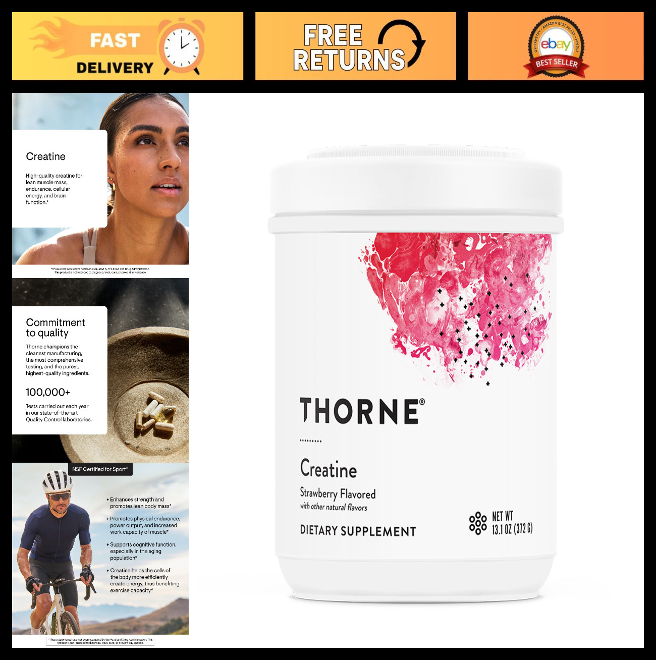Micronized Creatine Monohydrate Powder - 60 Servings, Supports Muscle & Enduranc