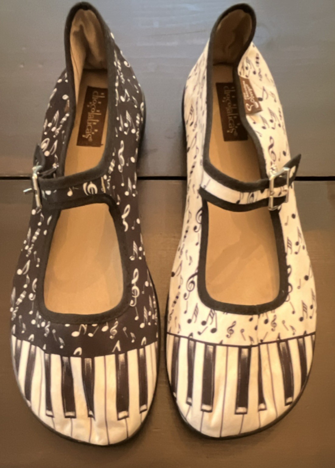 Hot Chocolate Design Mary Jane Flats Music Note Piano Keys Black White size 11