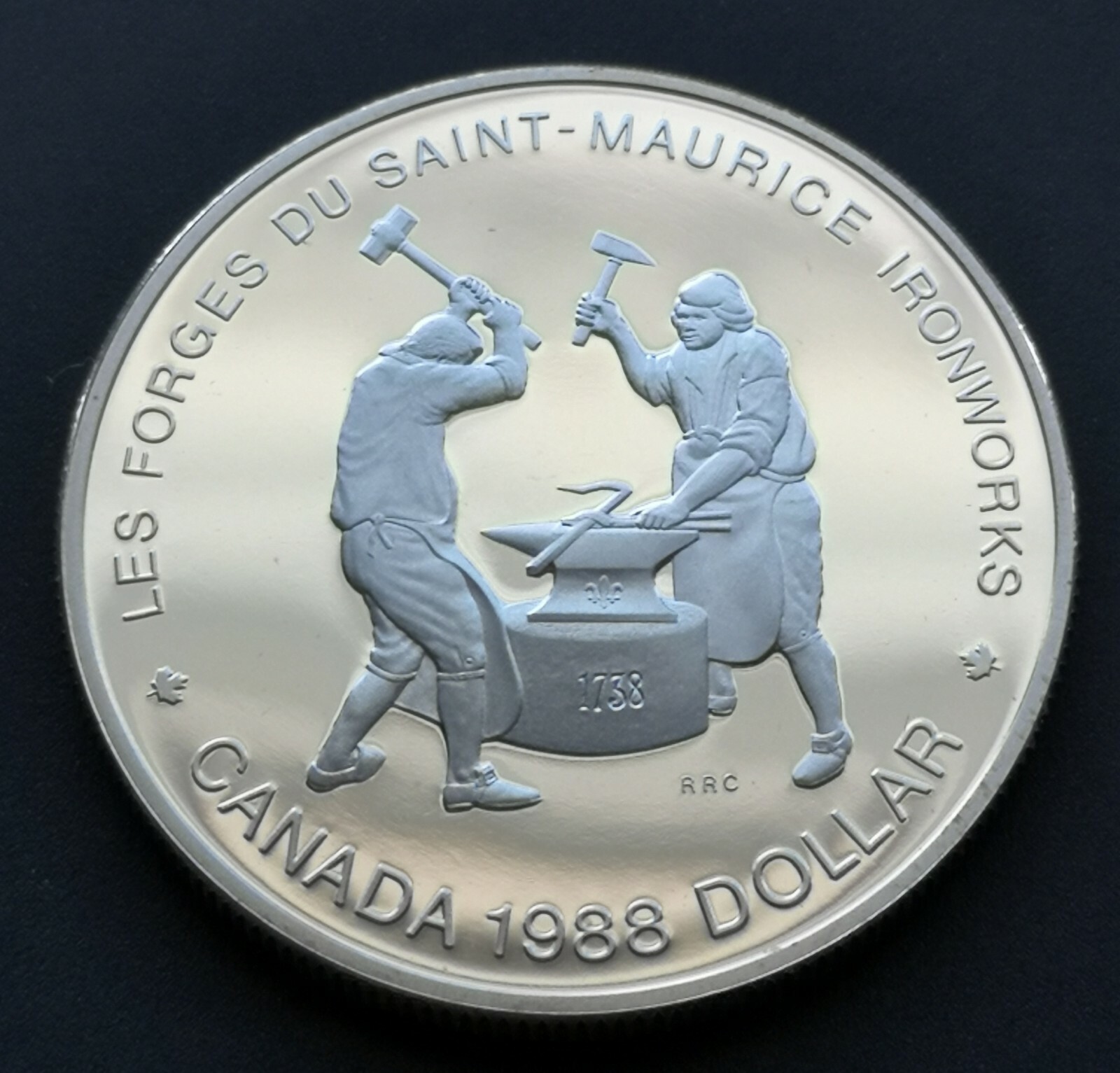 ***  CANADA  1988  PROOF  SILVER  DOLLAR  ***  SAINT - MAURICE  IRON WORKS  ***