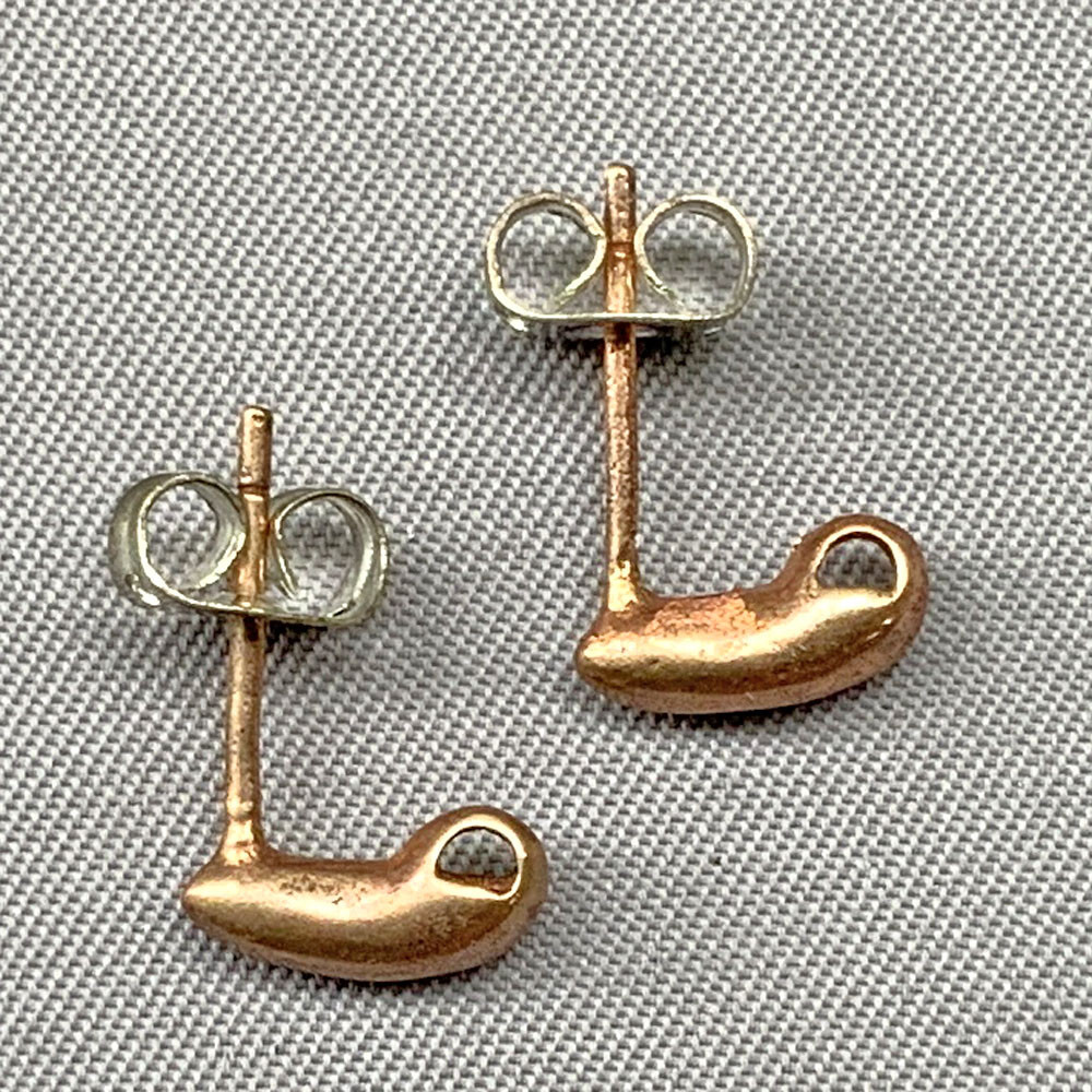 Peanut Post Earrings 14x10mm Shibuichi Q6 Pair Per Pkg
