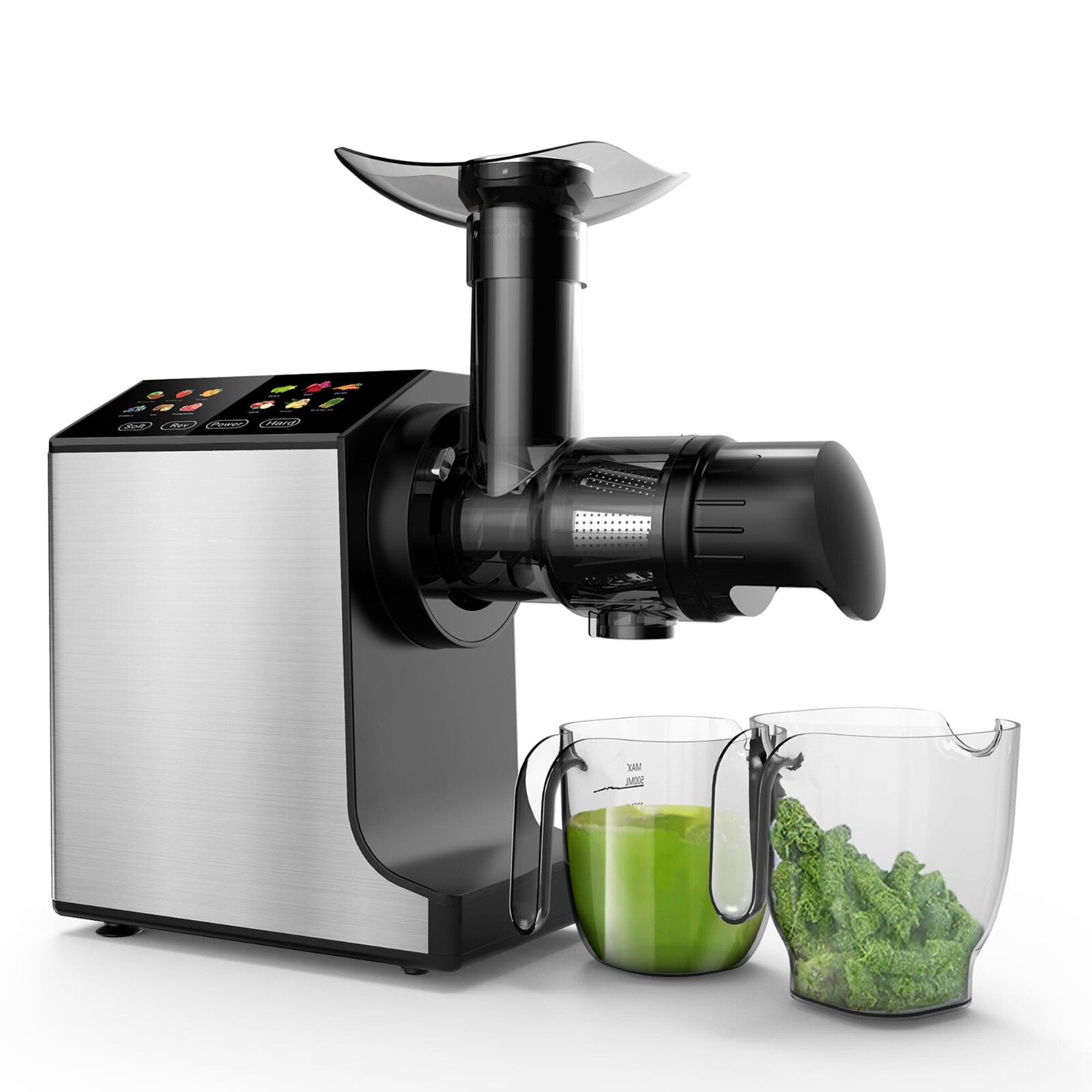 Masticating Slow Juicer Stainless Steel 7-Stage Auger Touch Screen Quiet Motor