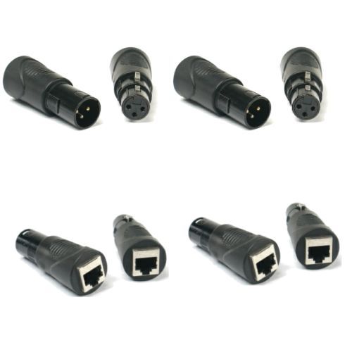 (4 Sets) VRL RJ45 to 3 Pin XLR DMX Female and Male Adapter Set