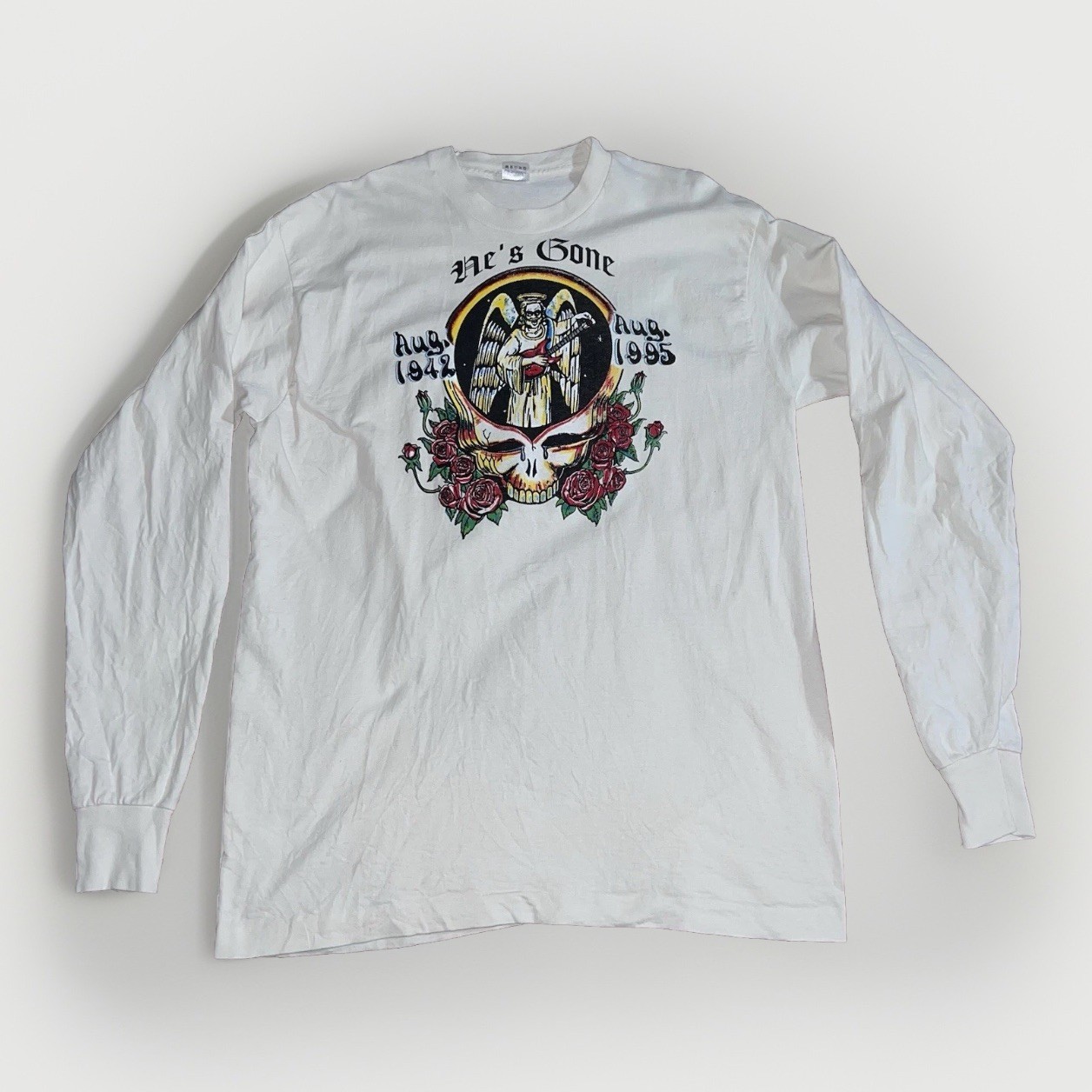 VTG 1995 GRATEFUL DEAD LS Jerry Garcia Skull Roses Shirt Fruit Of Loom Sz XL