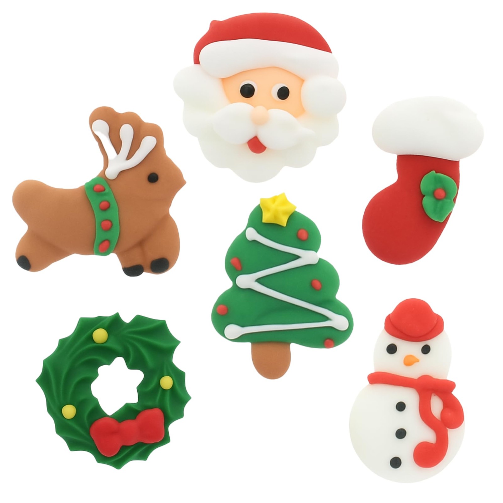 Christmas Cupcake Toppers, Holiday Cake Toppers, Royal Icing Decorations, Cup...