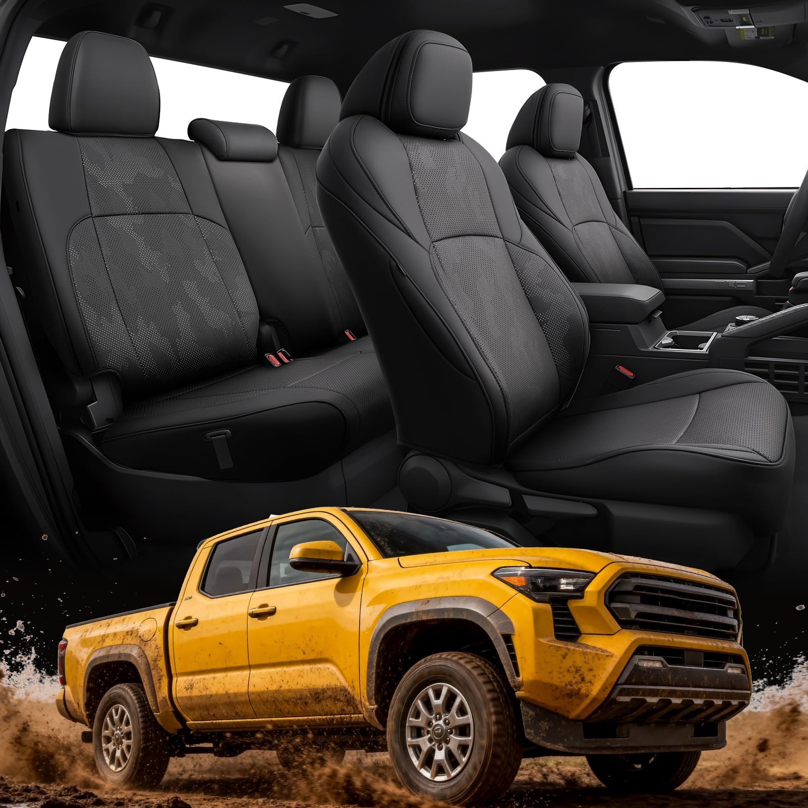 TAPTES Full Set Car Seat Covers Custom Fit for Toyota Tacoma 2026 2025 2024, ...