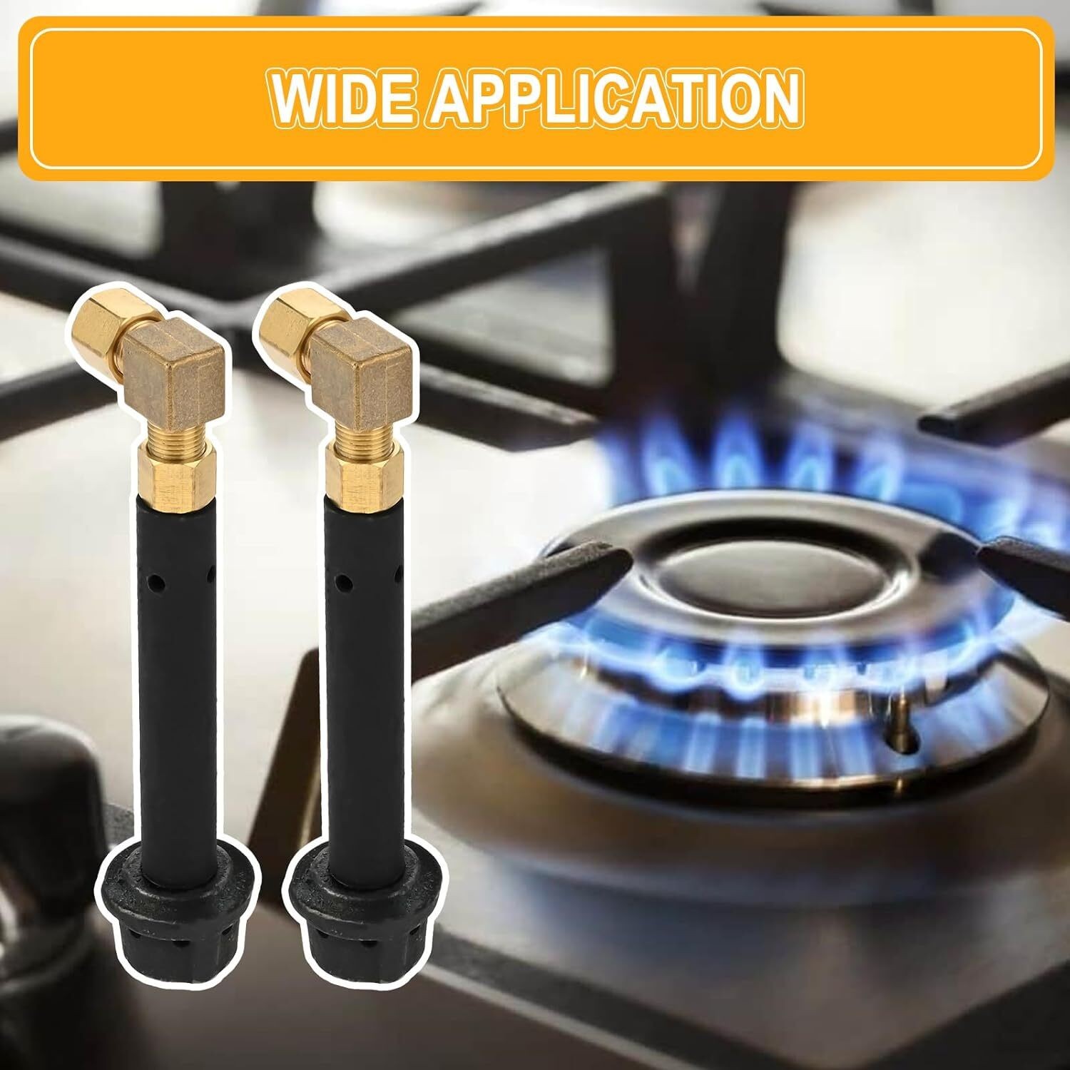 2Pcs Chinese Wok Range Burner Stove Jet Pilot Burner with 1/4" Elbow Fittings