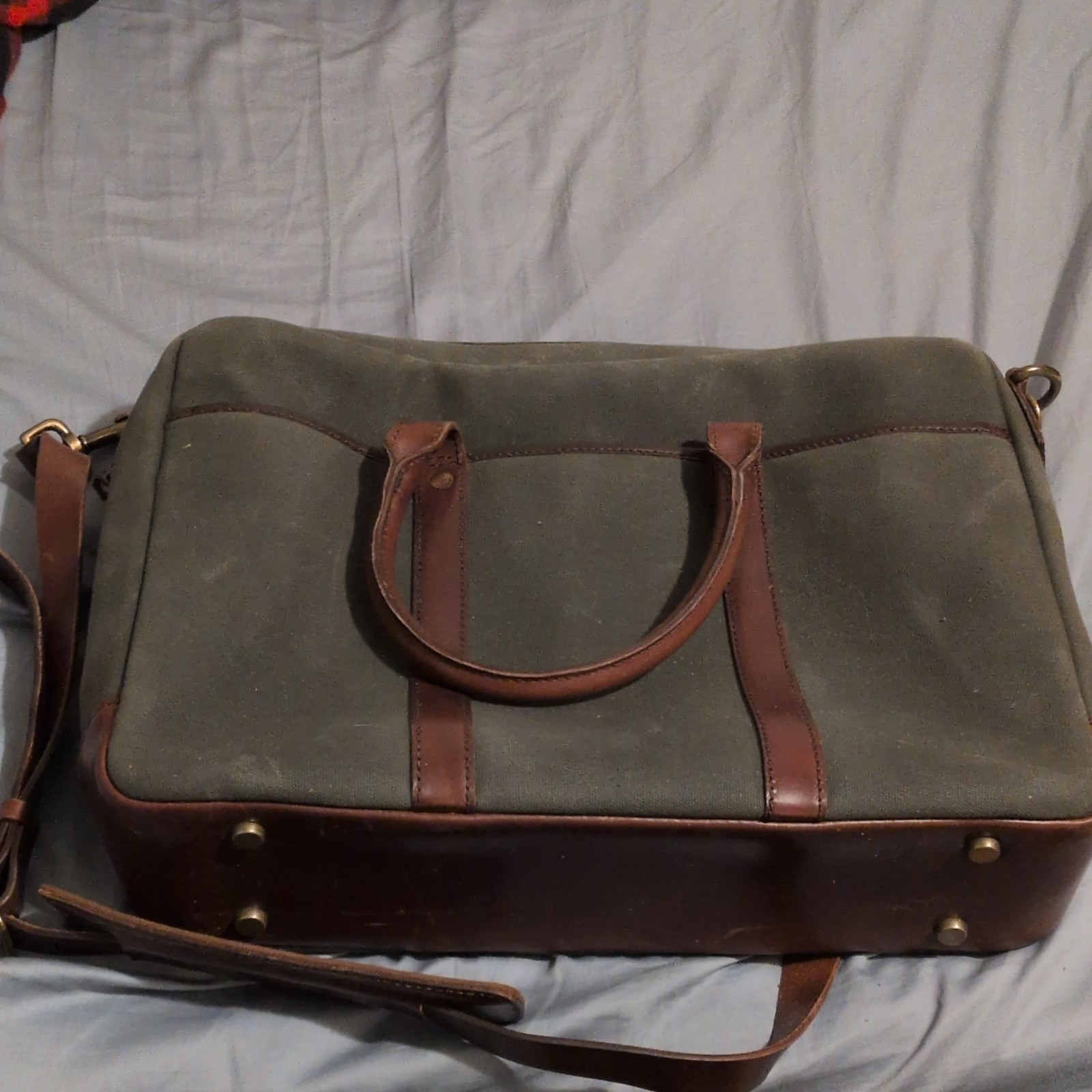 Satchel and Page Aviator Briefcase with Leather Trim, Zipper, Adjustable Strap
