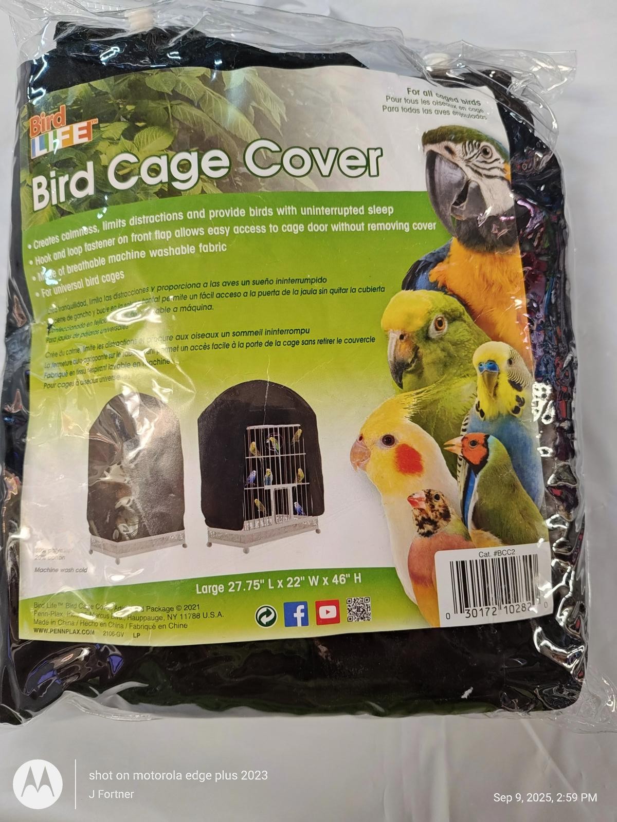 Penn-Plax Bird-Life Universal Fit Birdcage Cover Large 27x22x46 NIP
