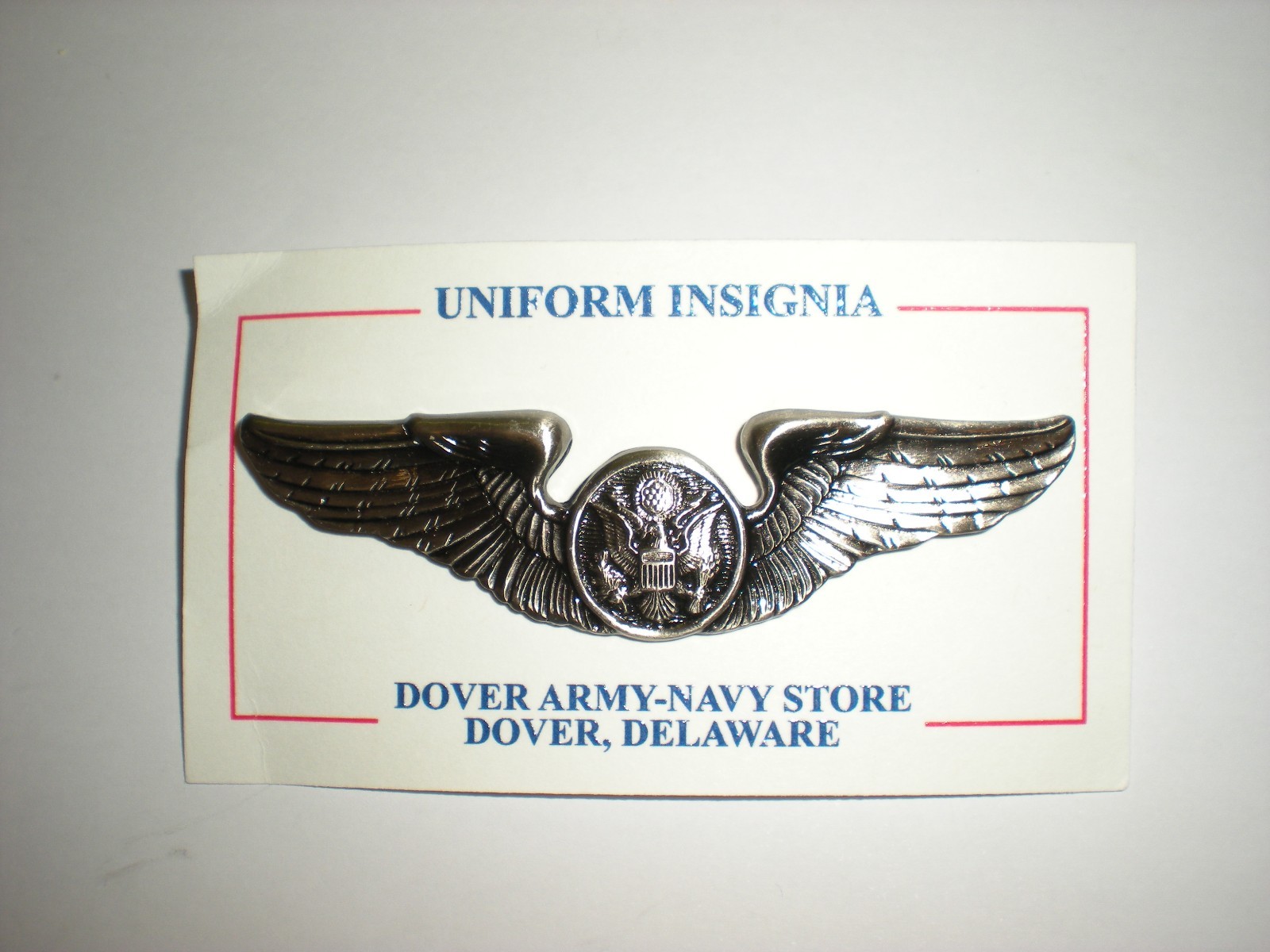 USAF BASIC AIRCREW WINGS BADGE - FULL SIZE - SILVER OXIDIZED