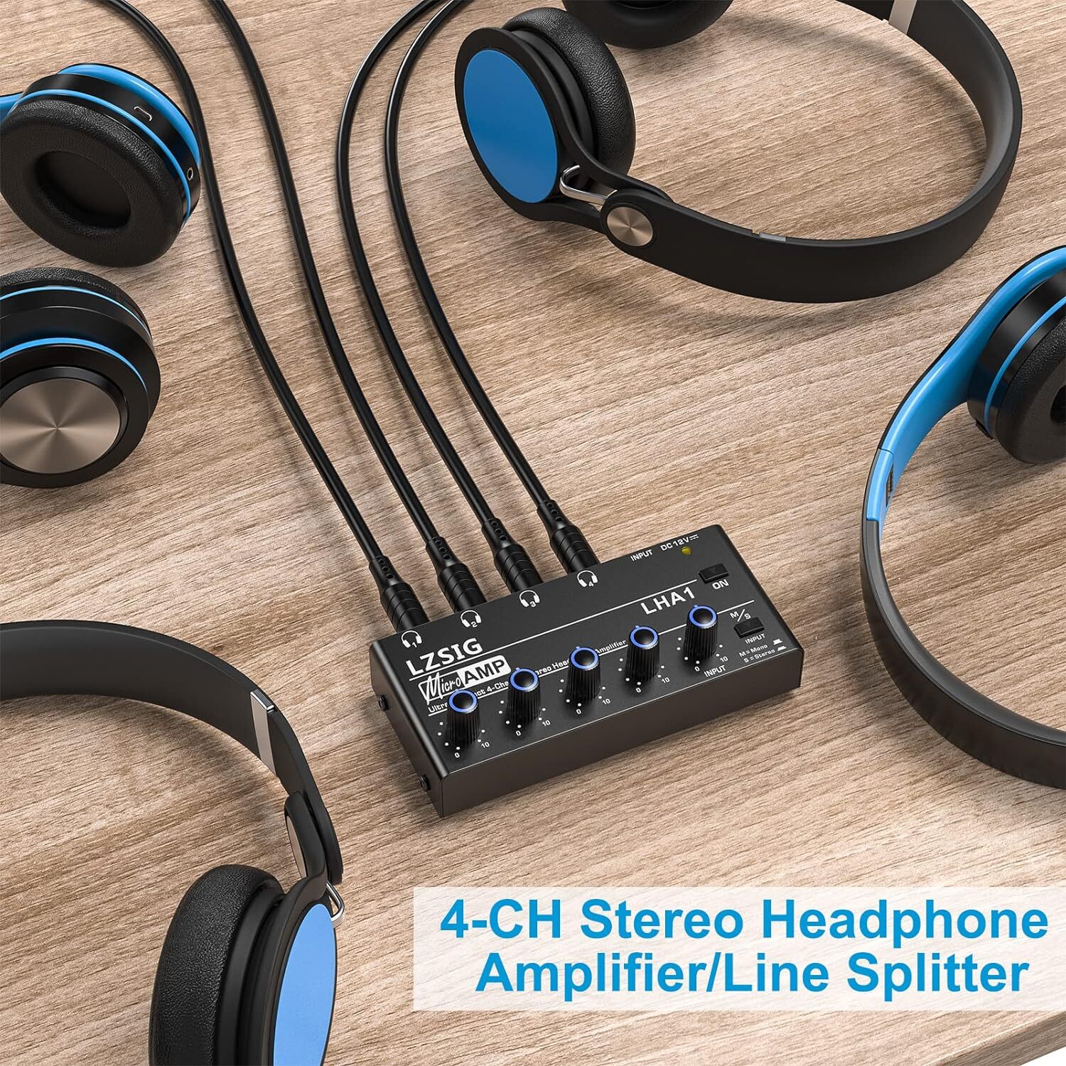 Thin Headphone Amplifier 4 Channels Stereo Audio Amplifier