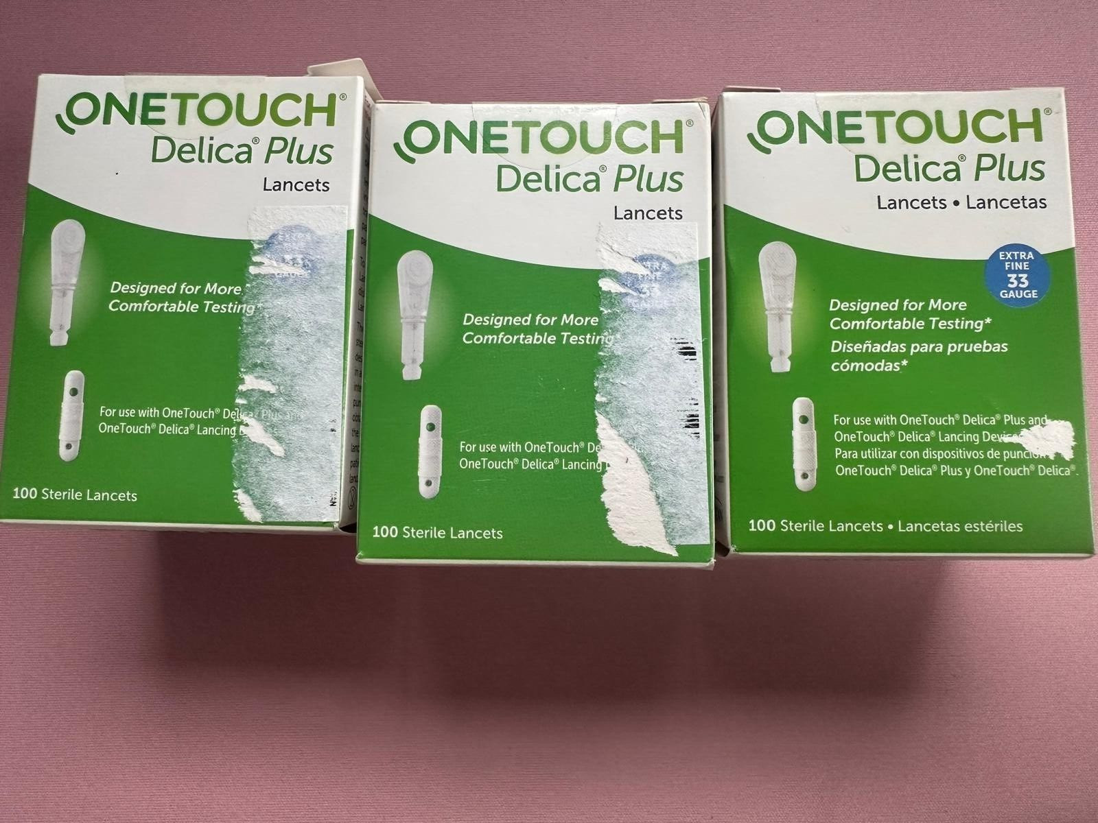 ONE TOUCH DELICA PLUS 33 GAUGE LANCETS 100 CT 3 BOXES EXP 02/2027- 10/2027