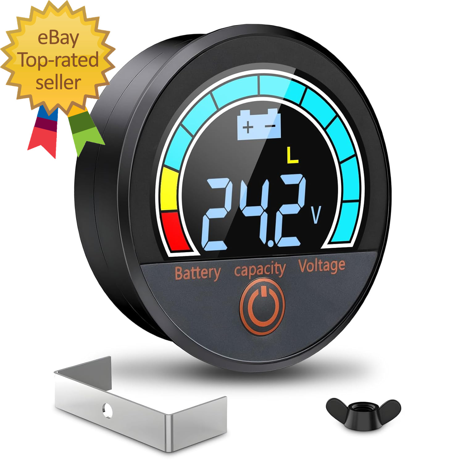 Battery Capacity Voltage Meter, 12V 24V 48V 60V 84V IP68 Waterproof LCD Battery