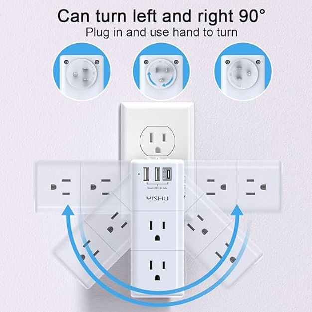 YISHU AHR-503 Surge Protector with Rotating Plug