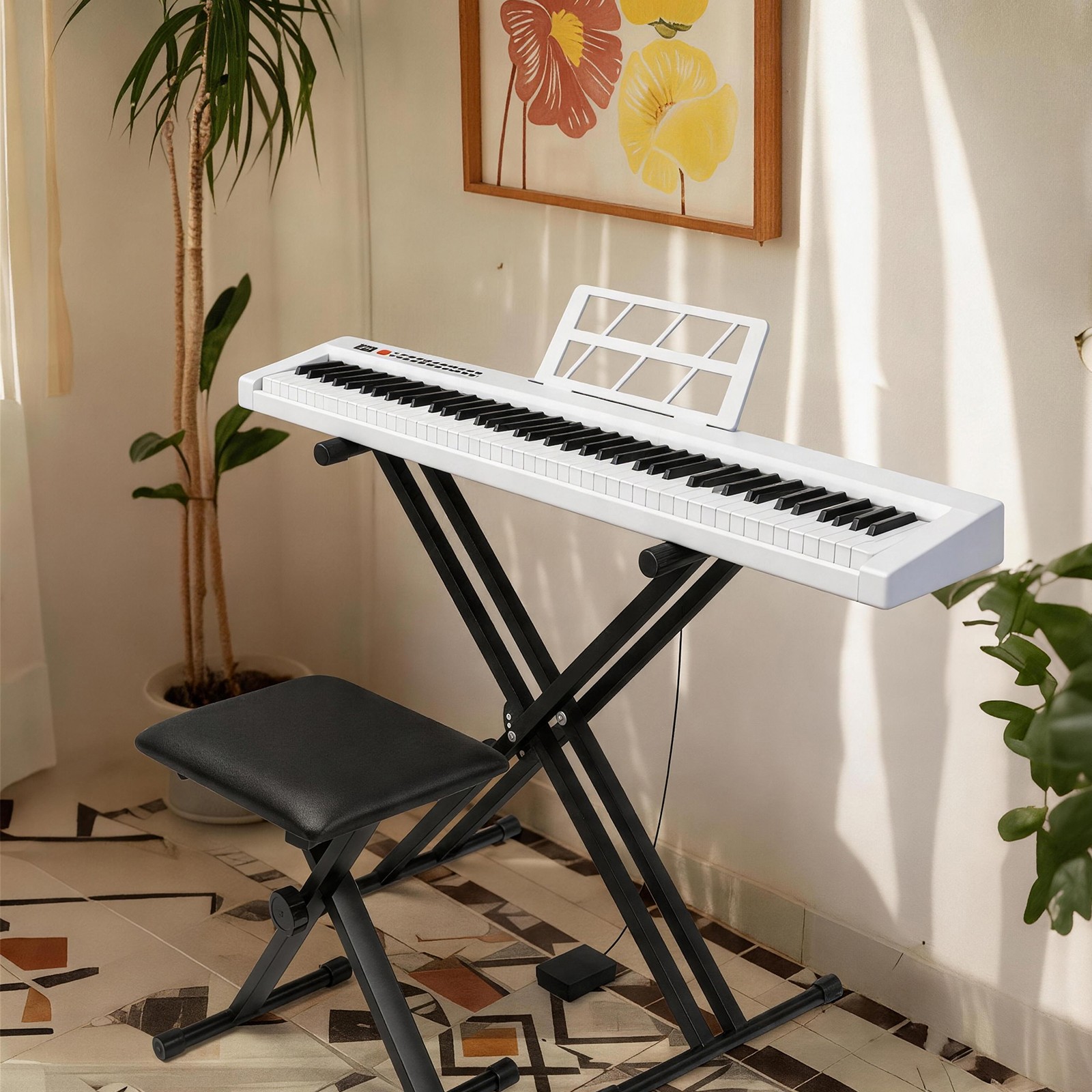 88 Key Piano Keyboard Semi-Weighted Electric Piano With Stable Piano Stand
