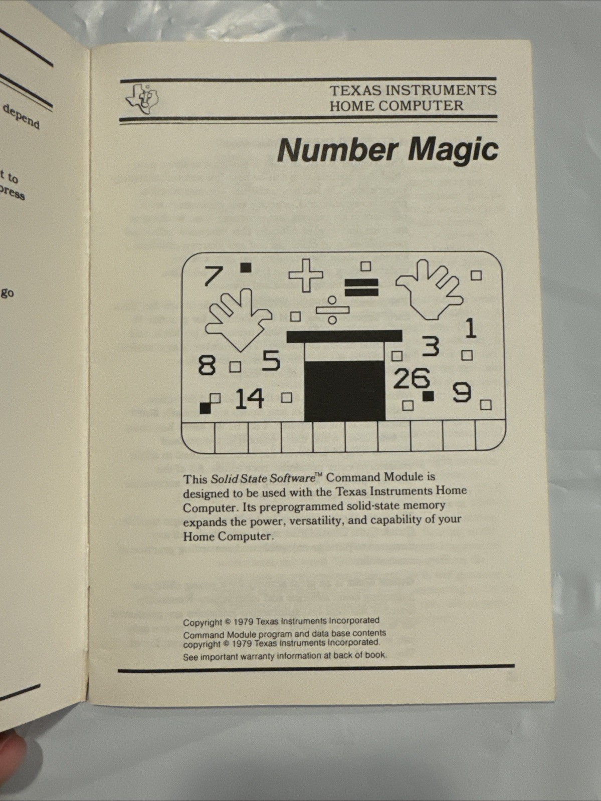 TEXAS INSTRUMENTS HOME COMPUTER NUMBER MAGIC COMMAND MODULE MANUAL Classic