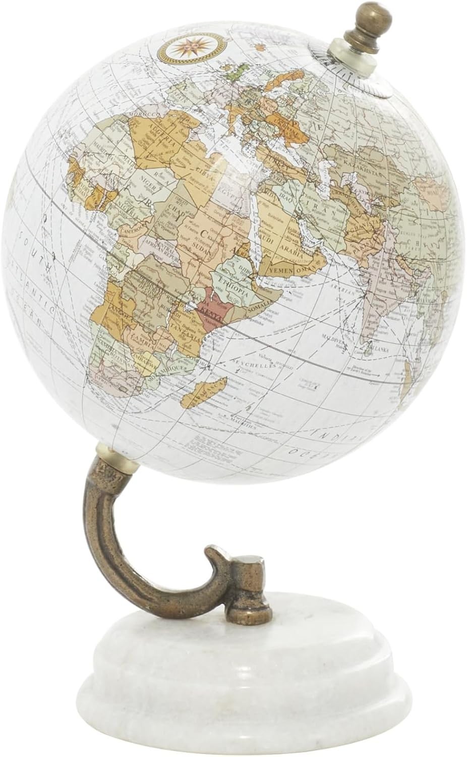 Deco 79 Marble Globe White with Marble Base 5"x5"x8" Tabletop Decor