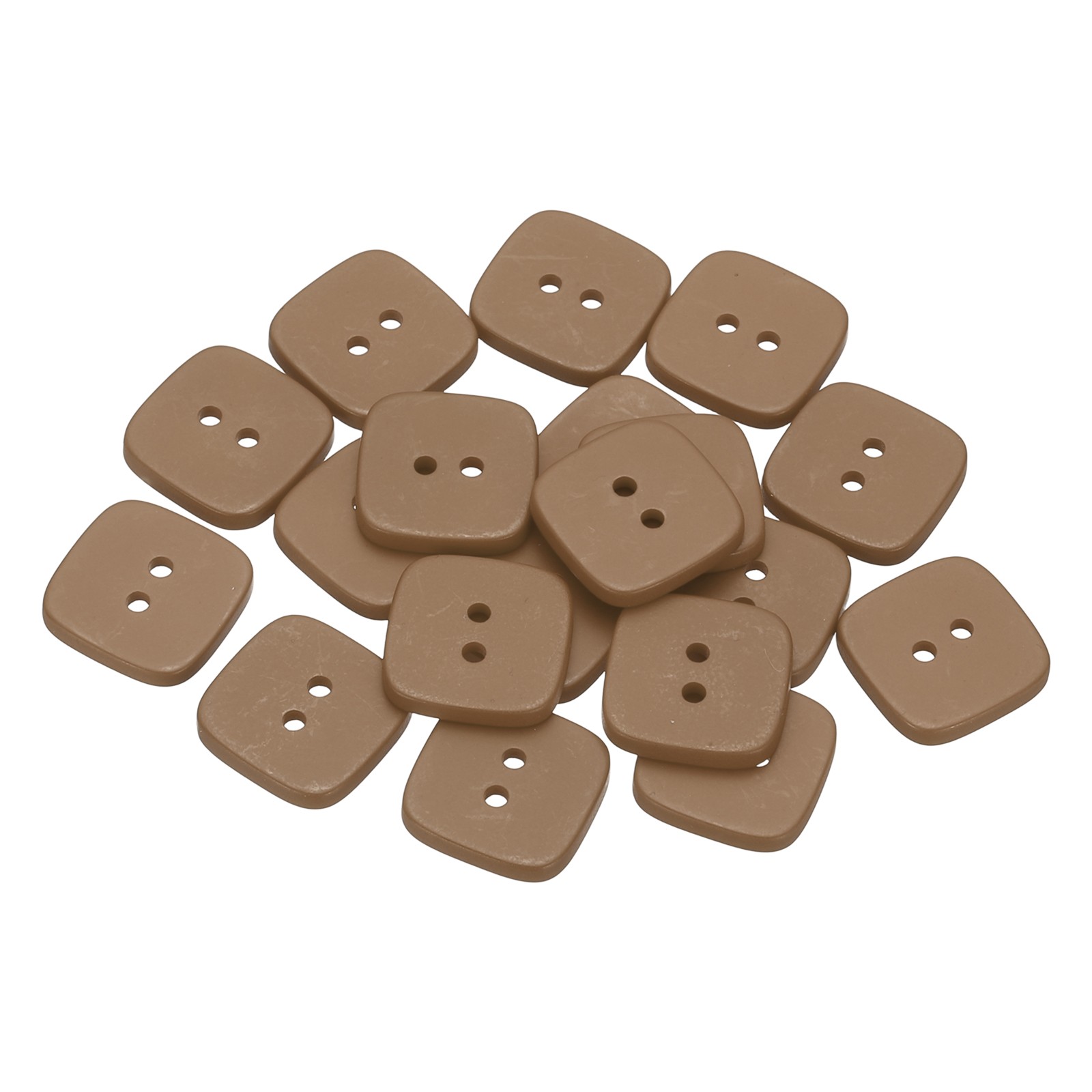 20pcs Sewing Button 22mm (7/8") 2 Holes Square Resin Button, Khaki