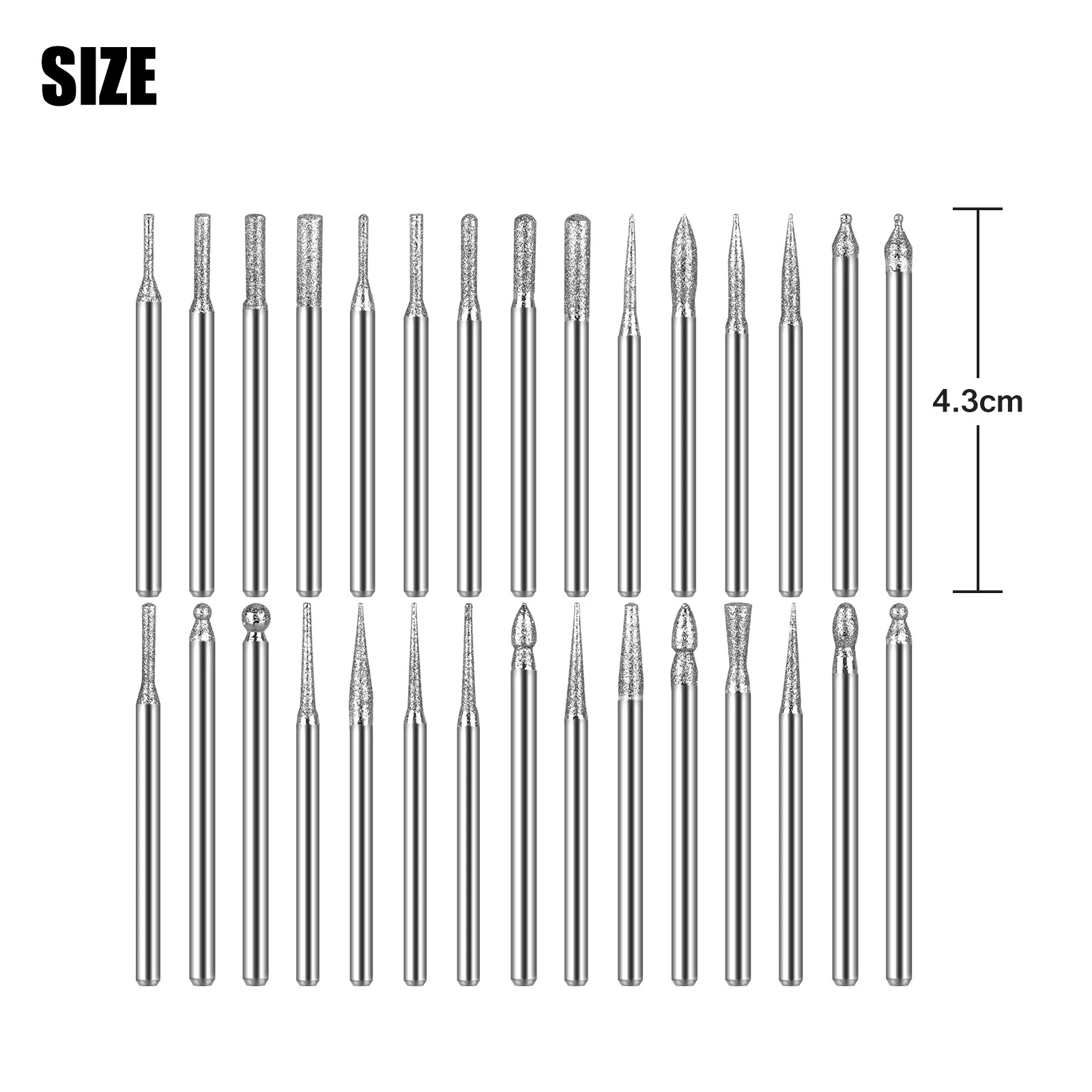 90Pcs 1/8" Diamond Burr Bits Drill Set Rotary Multi Tool Accessories For Dremel