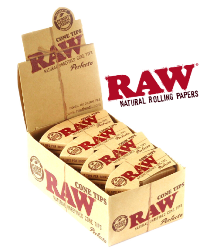 Raw Natural Unrefined Cone Rolling Tips Paper Perfecto Filter Booklet 24 Pack