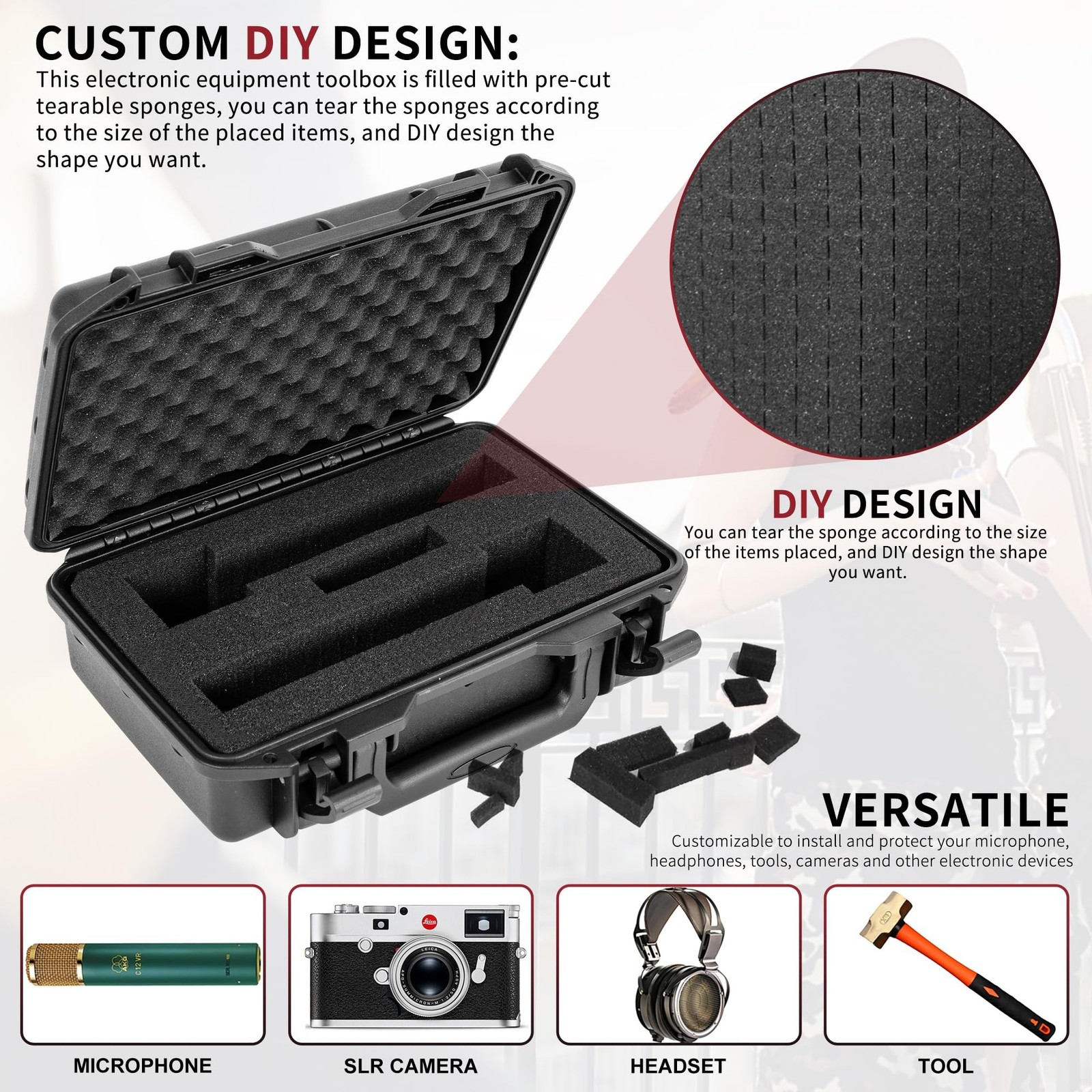 Waterproof Hard Carrying Case,Shockproof Storage Box with Customizable Foam,1...