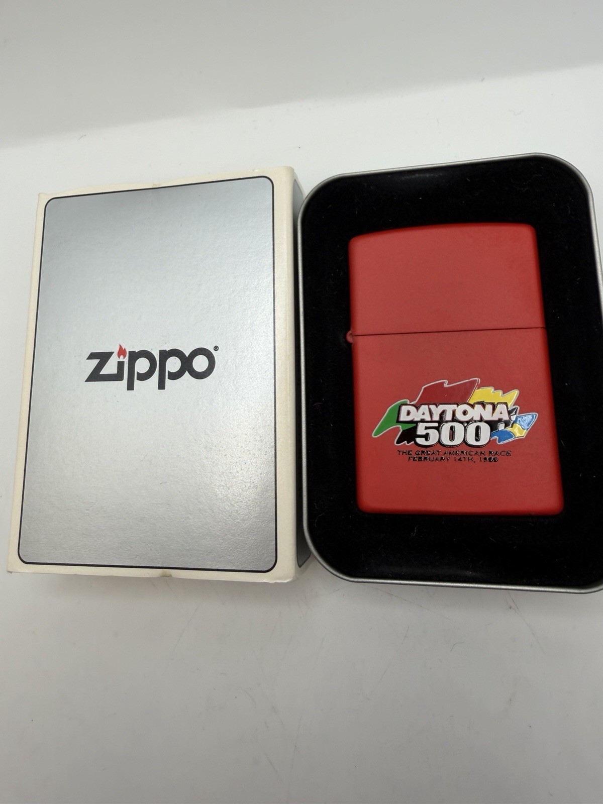 Vintage 1998 Daytona 500 Great American Race Red Matte Zippo Lighter New B3