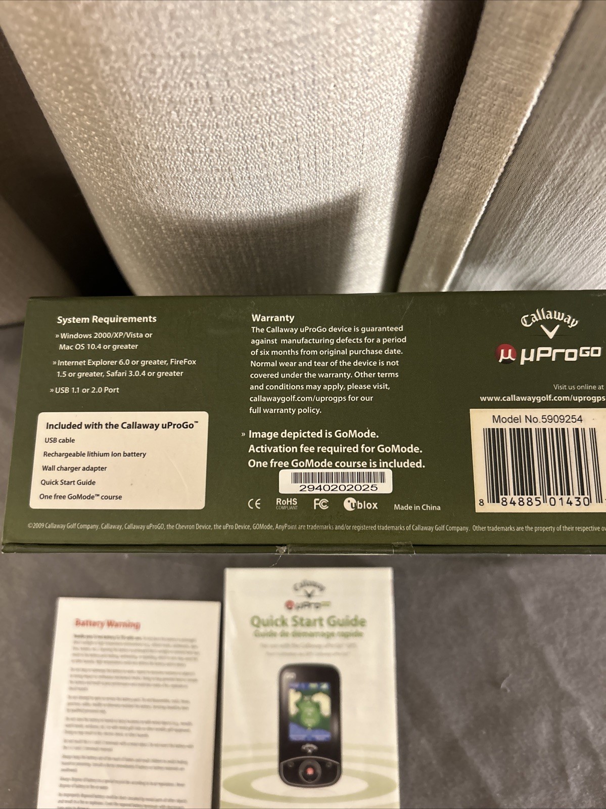 Callaway Upro Go Handheld GPS Rangefinder Pre-Loaded Courses