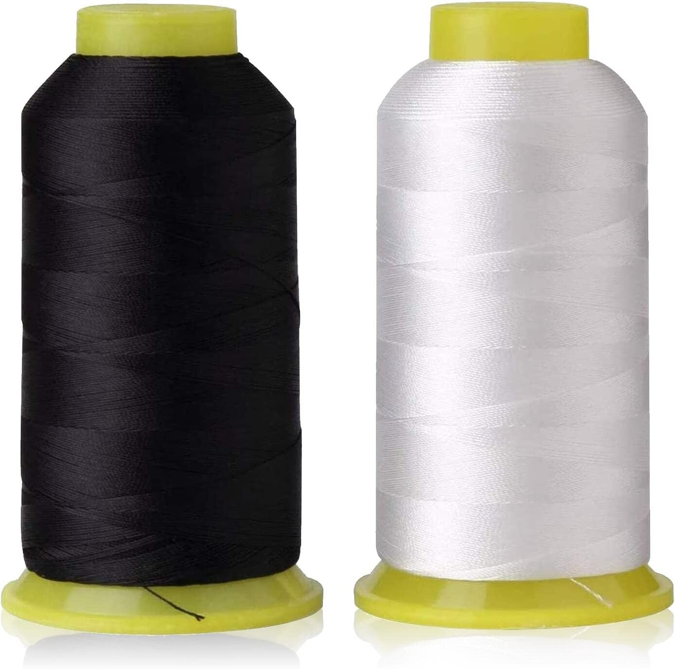 T70#69 Bonded Nylon Sewing Thread - 1500 Yard Spool -(White+Black) 2PCS